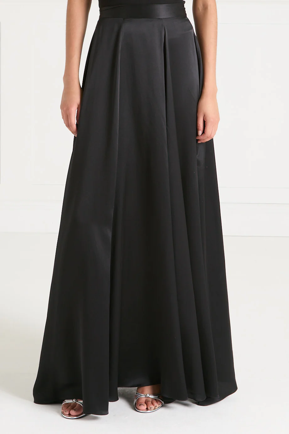 Amerie Satin Skirt - Black - Image 2