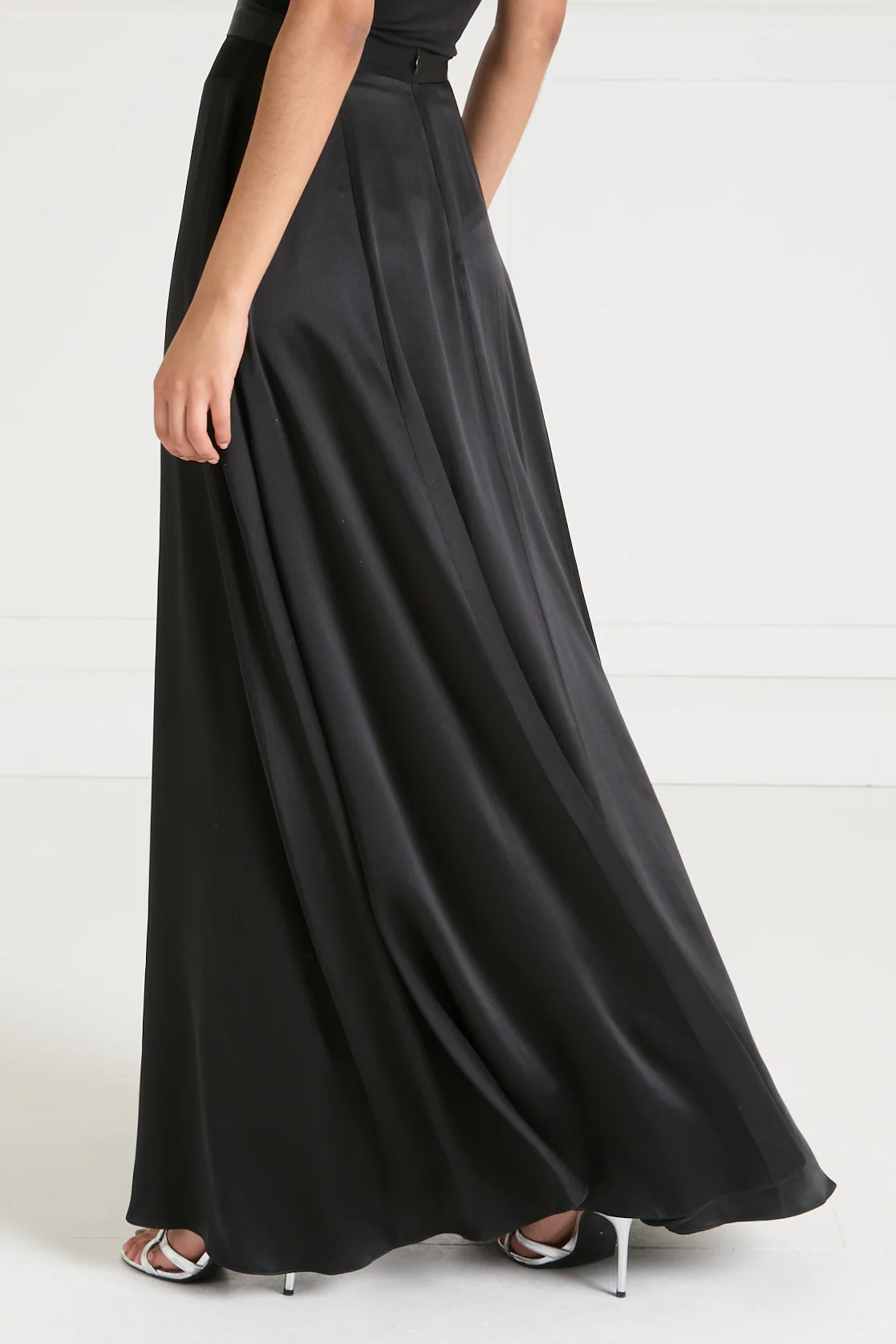 Amerie Satin Skirt - Black - Image 4