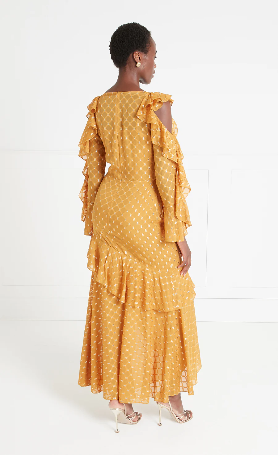 Angelico Ruffle Dress - Amber Gold - Image 4