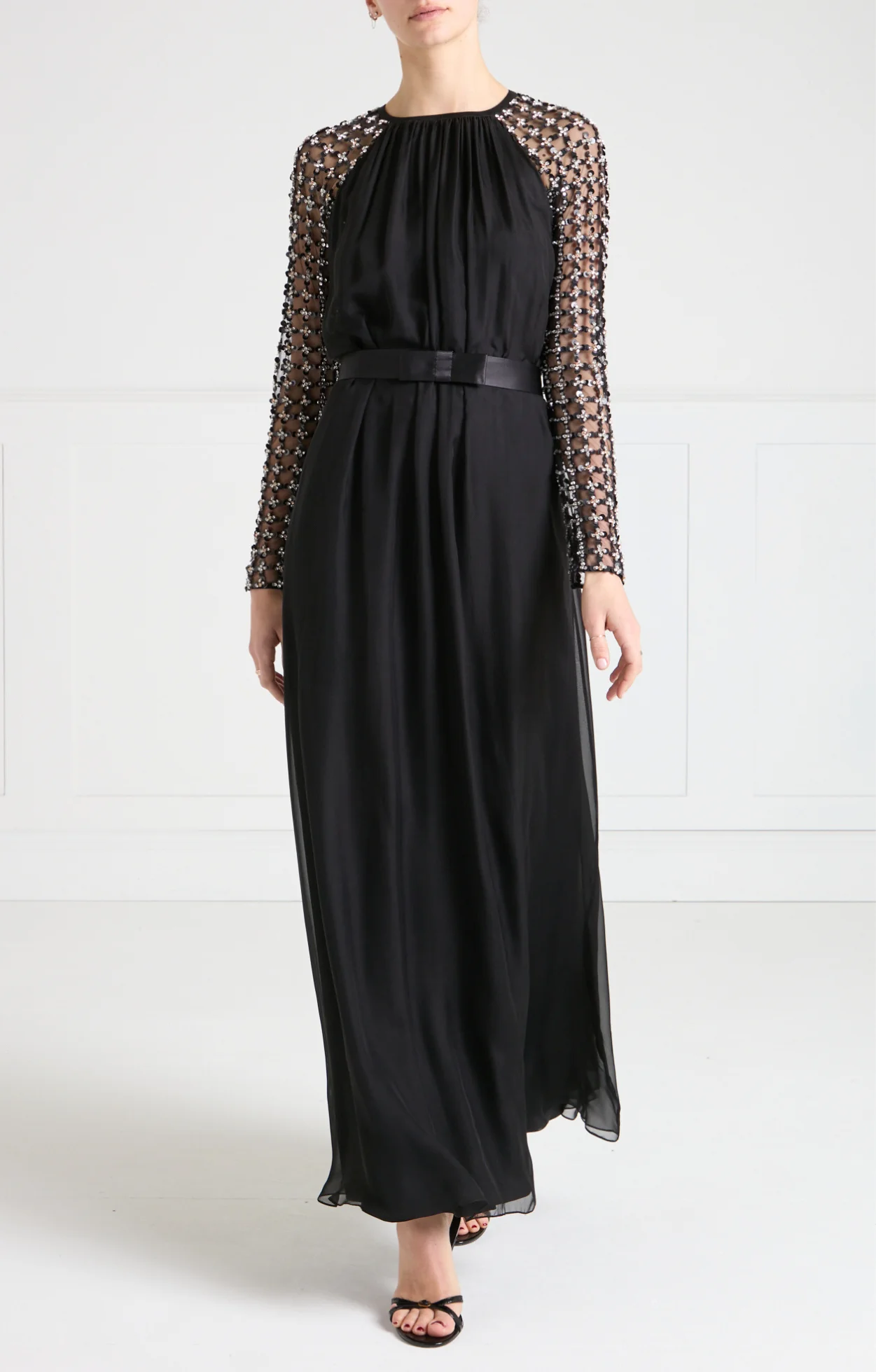 Angelli Lattice Long Dress - Black - Image 3
