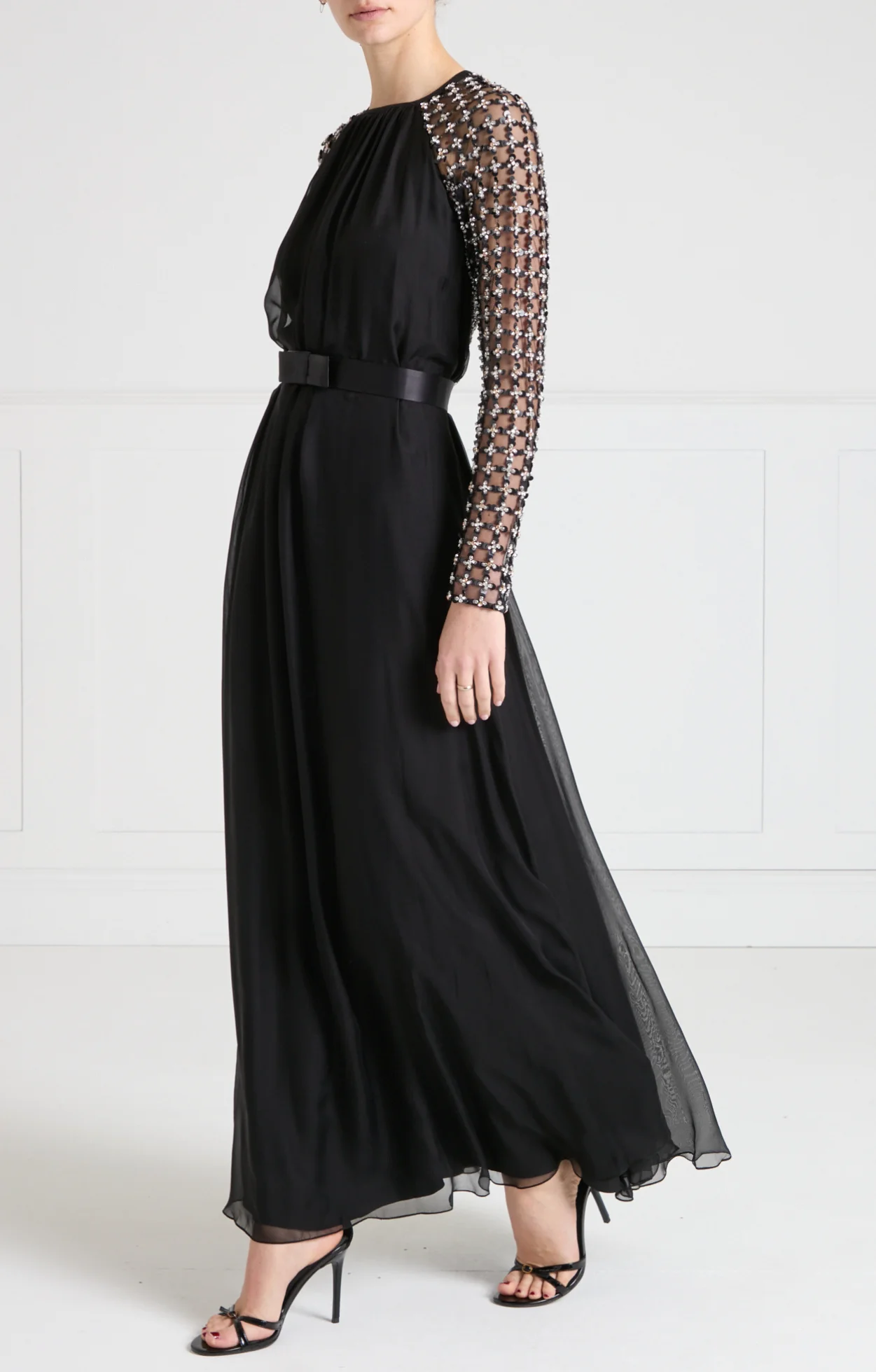 Angelli Lattice Long Dress - Black - Image 4