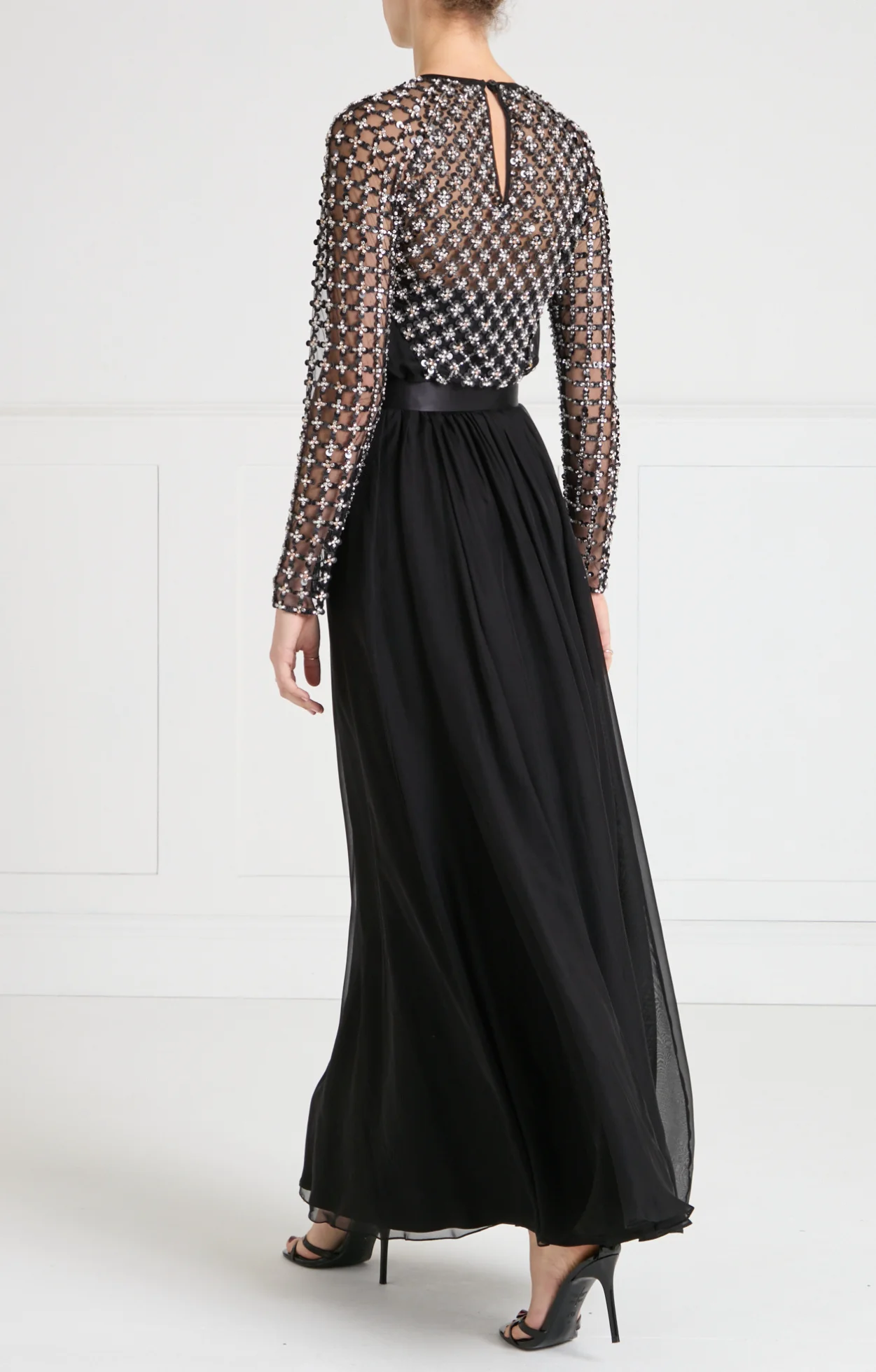 Angelli Lattice Long Dress - Black - Image 6