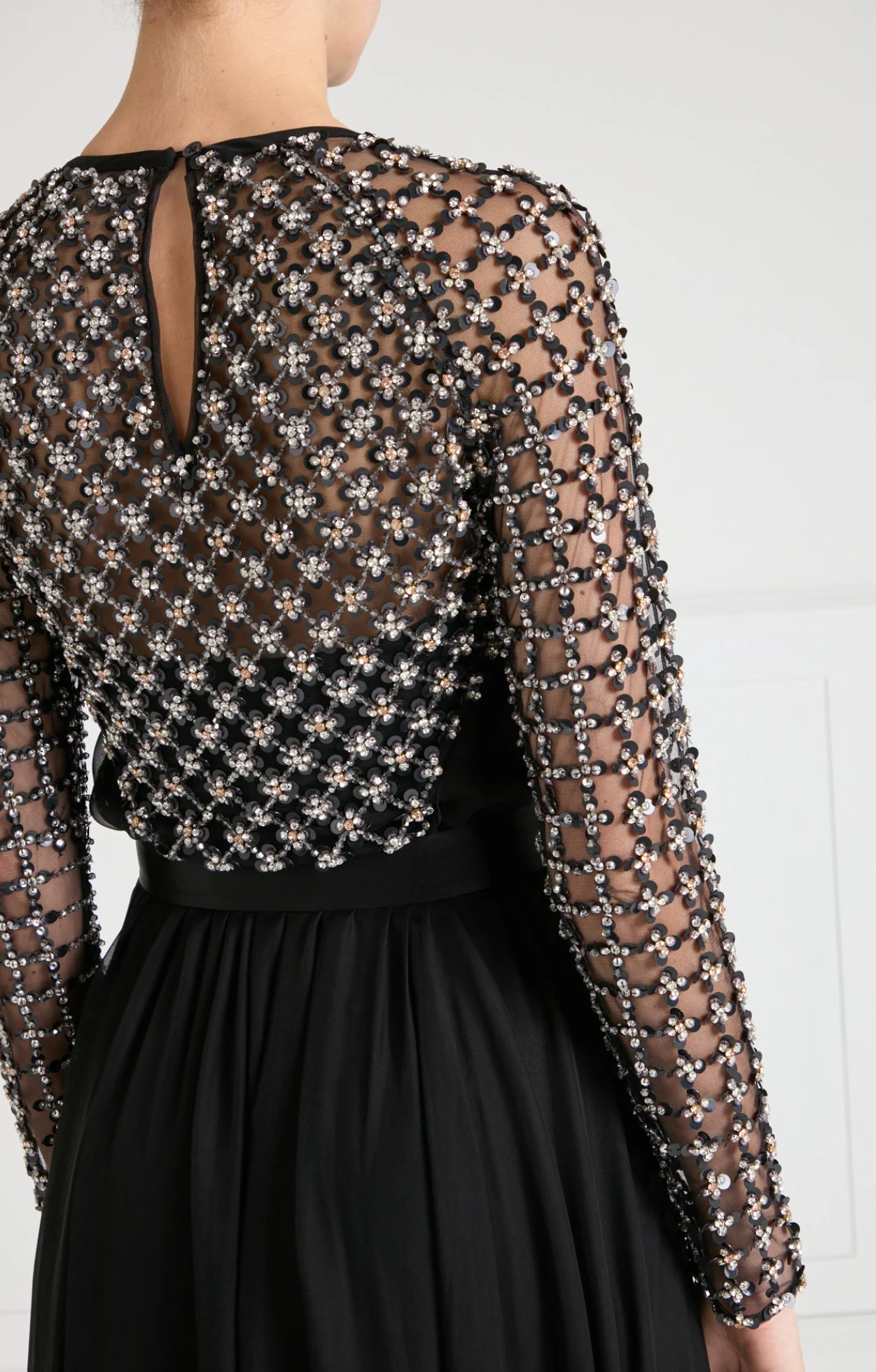 Angelli Lattice Long Dress - Black - Image 8