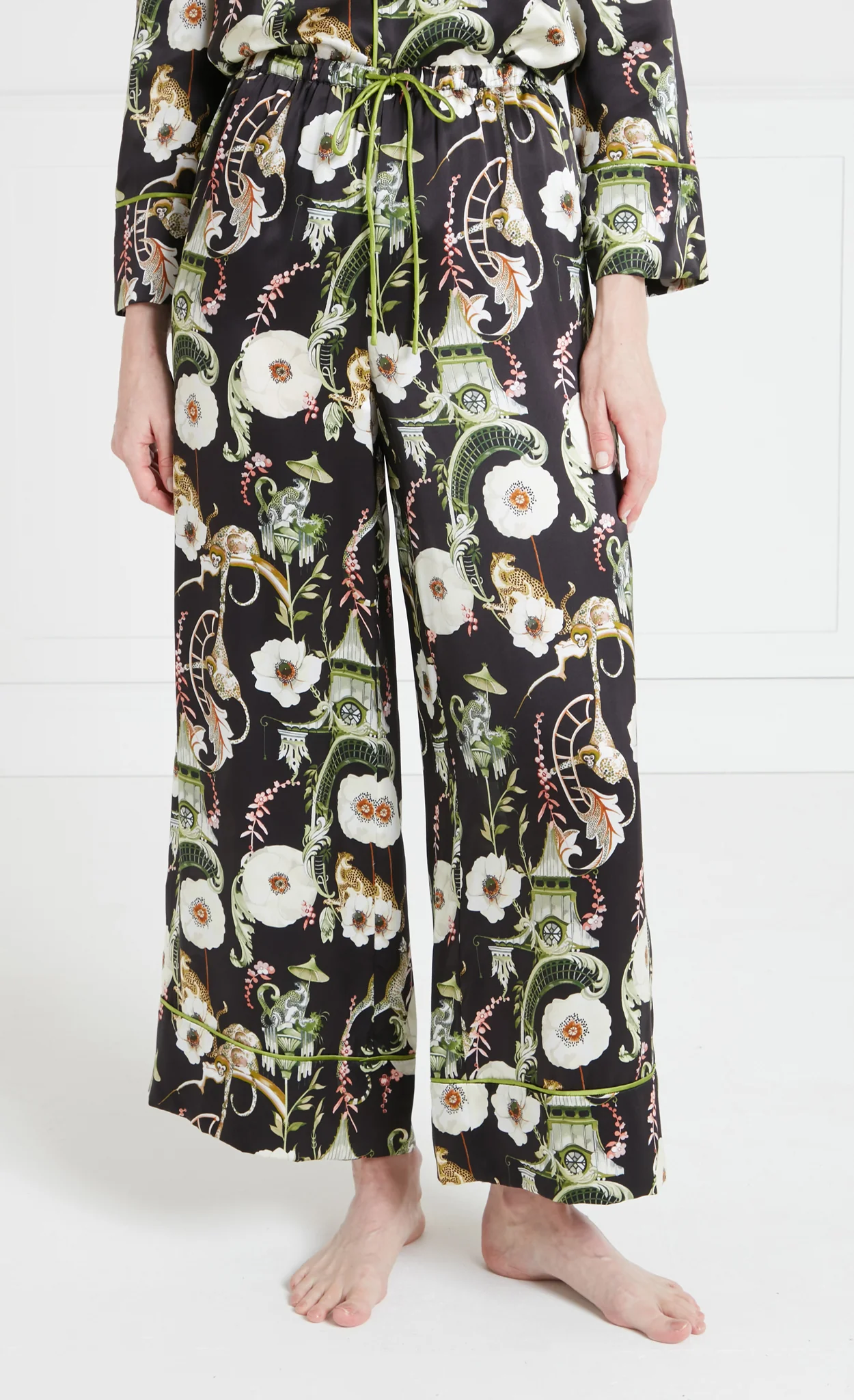 Aphrodite Long Pyjama Bottoms - Black & Dark Euphoria - Image 5