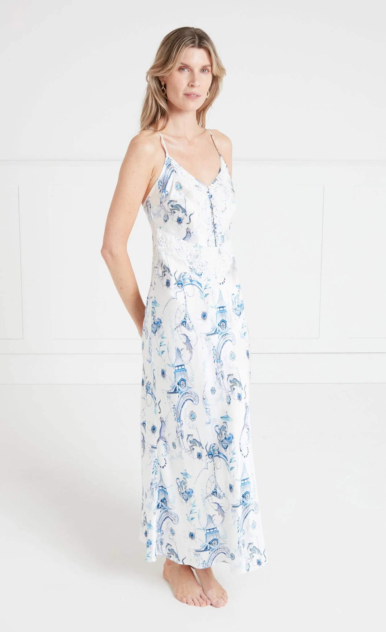 Aphrodite Slip Dress - White & Blue Euphoria - Image 3