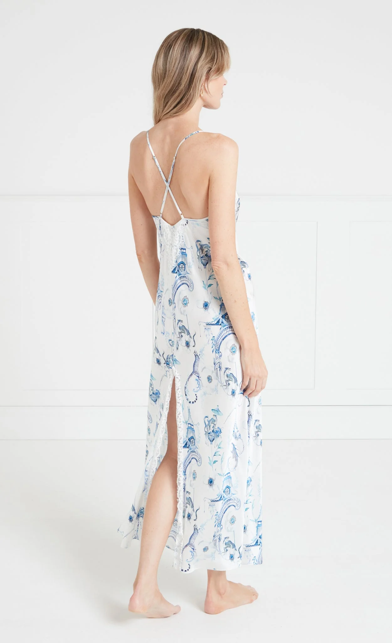 Aphrodite Slip Dress - White & Blue Euphoria - Image 4