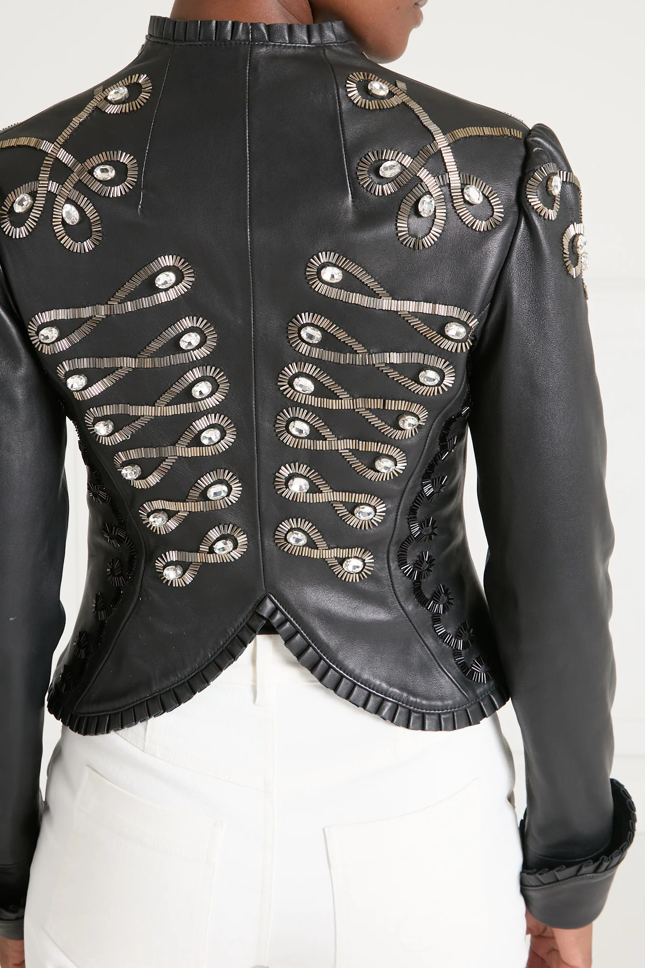 Balthazar Leather Embroidery Jacket - Black - Image 8