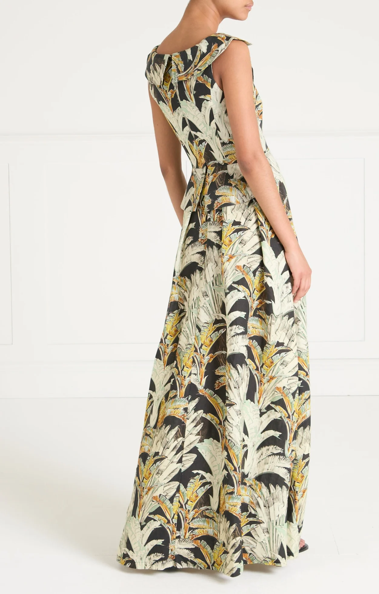 Baxter Linen Full Length Dress - Black/Khaki - Image 5