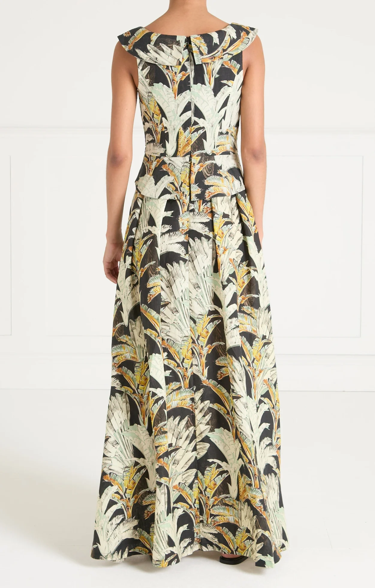 Baxter Linen Full Length Dress - Black/Khaki - Image 6