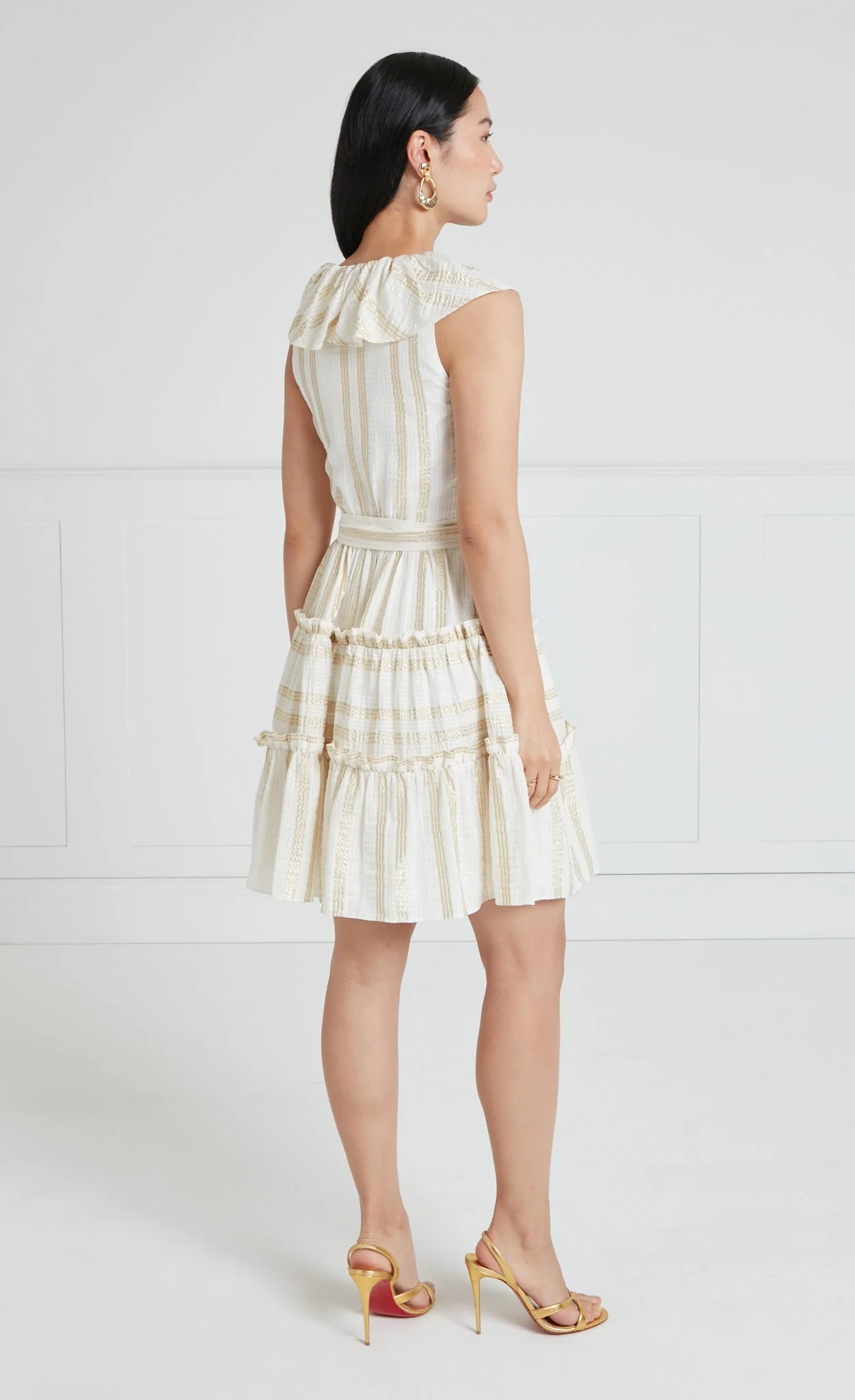 Benoto Mini Dress - Cream & Gold - Image 4