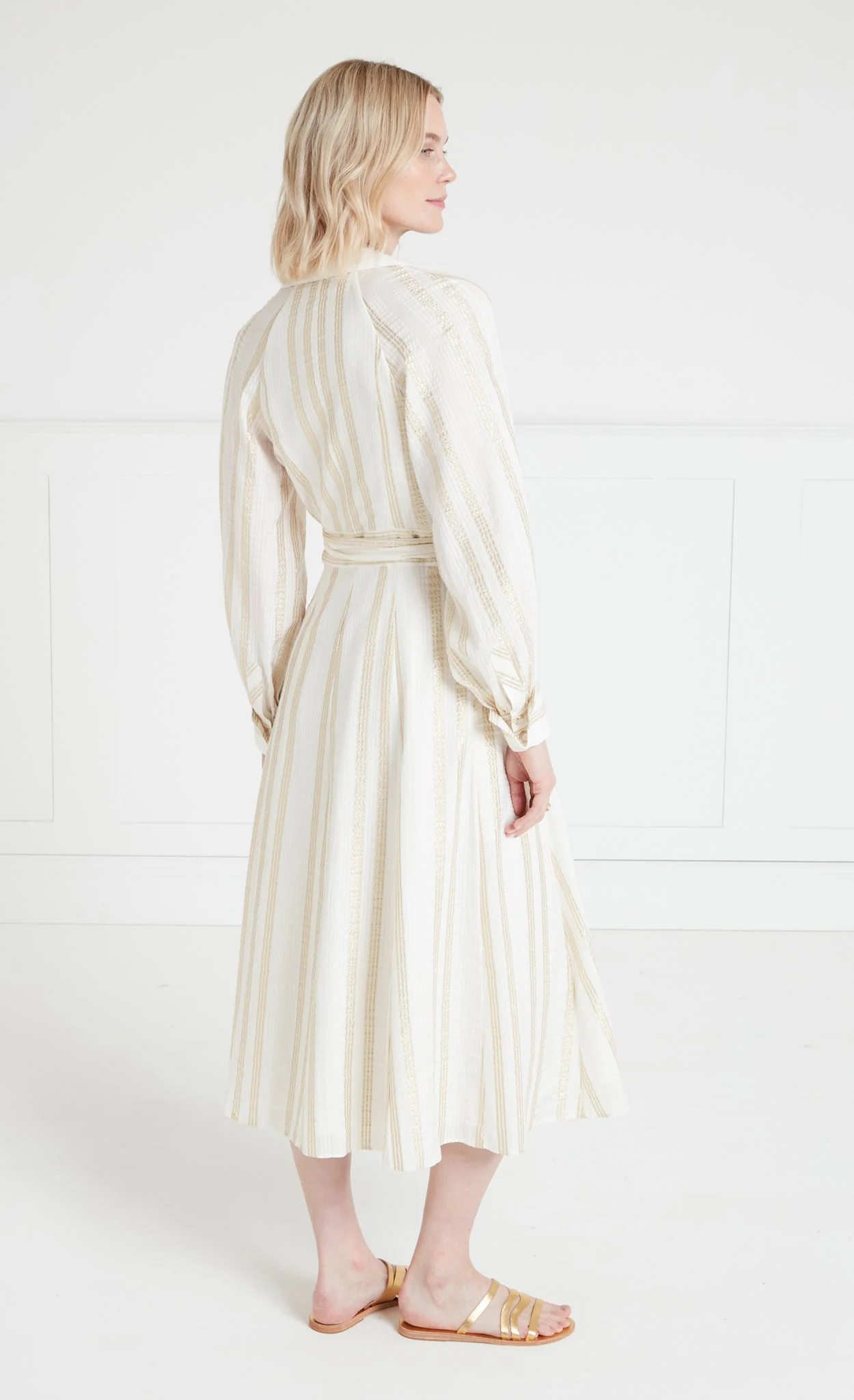 Benoto Wrap Dress - Cream & Gold - Image 4