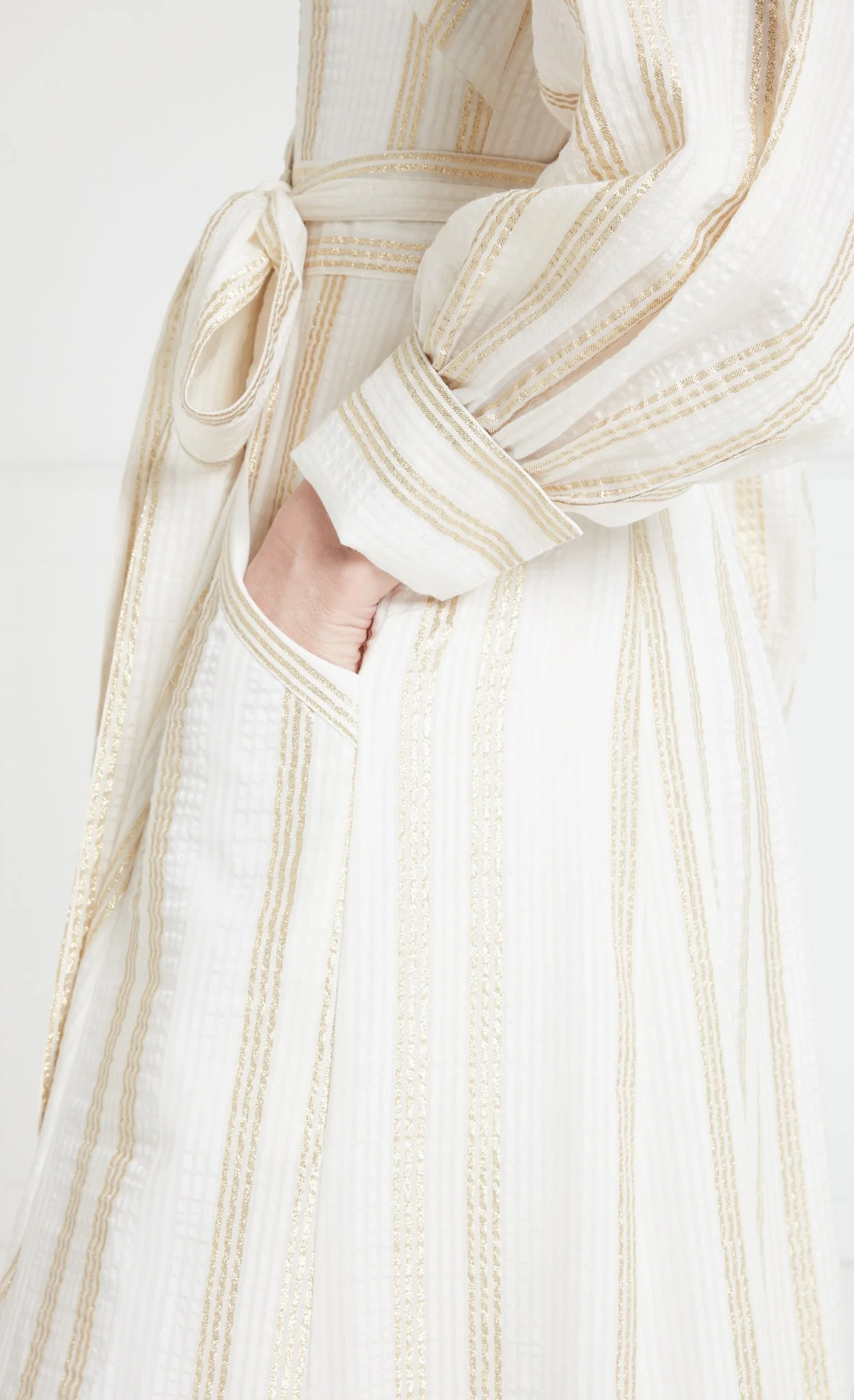 Benoto Wrap Dress - Cream & Gold - Image 7