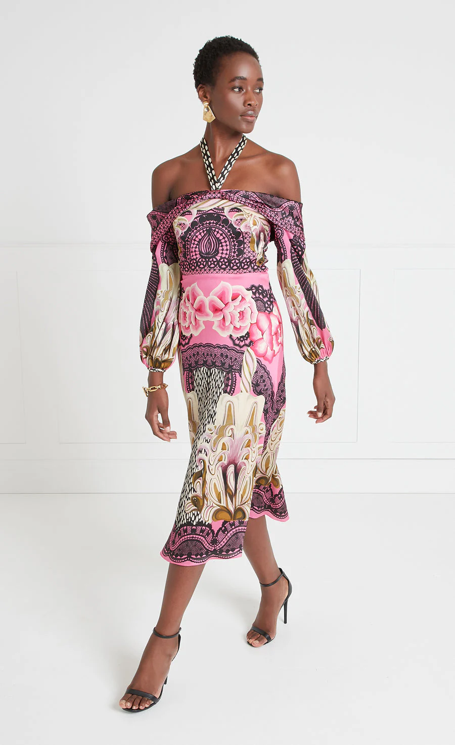 Cici Print Halter Dress - Azalea - Image 3
