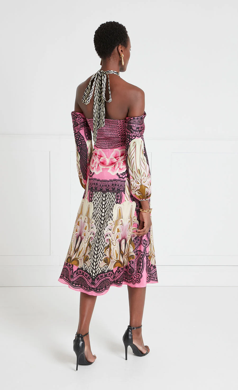 Cici Print Halter Dress - Azalea - Image 4