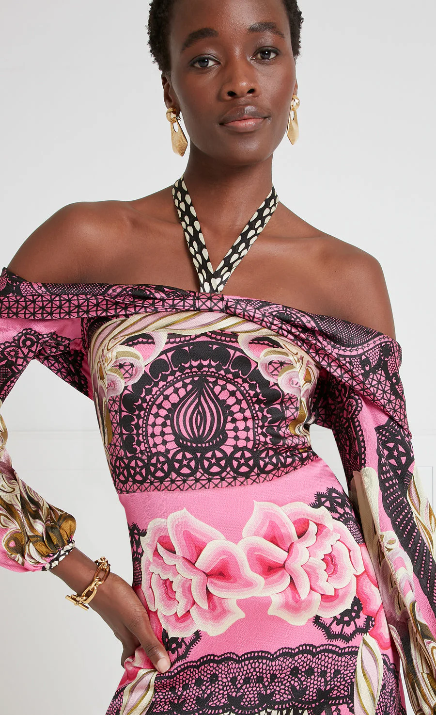 Cici Print Halter Dress - Azalea - Image 5