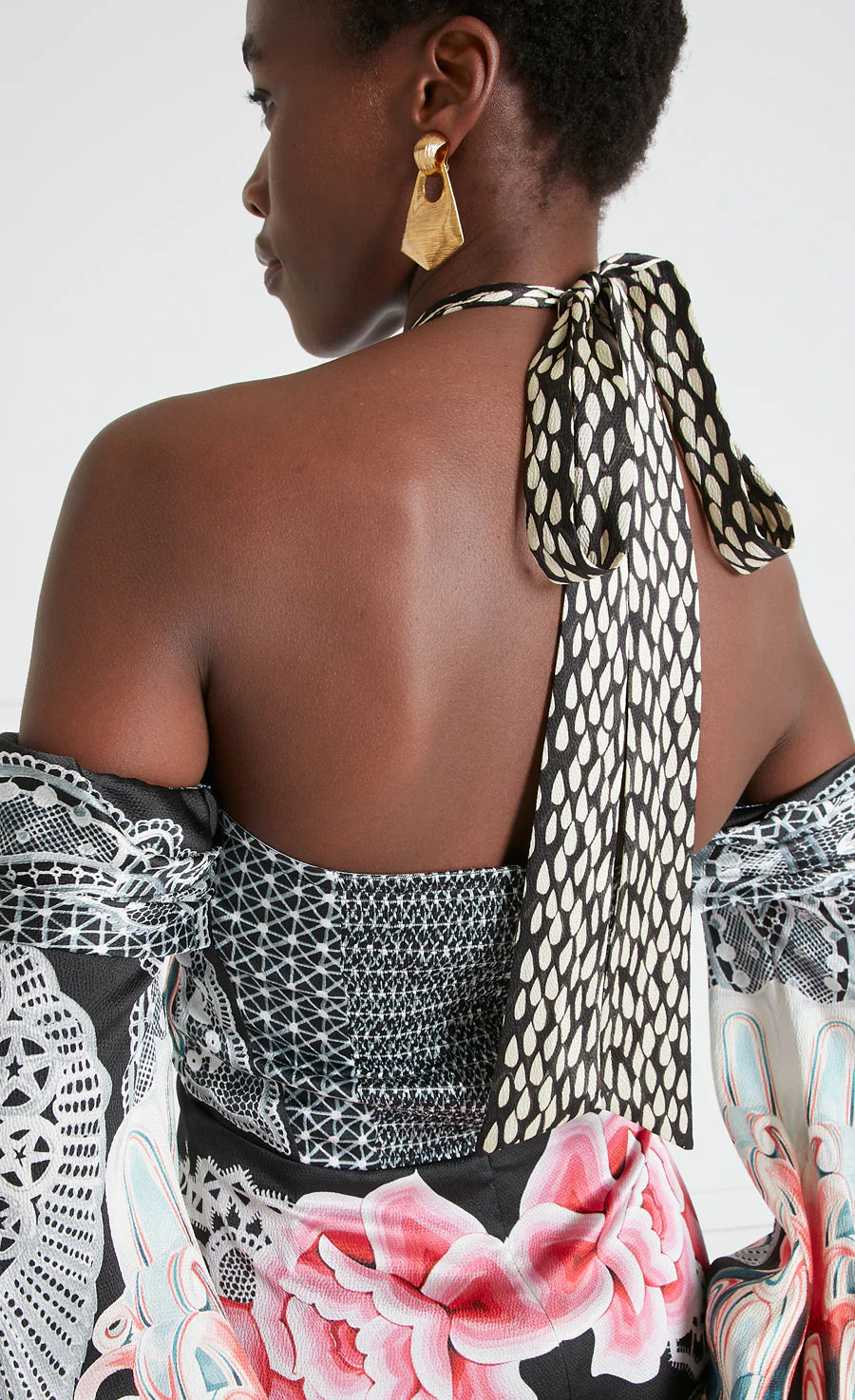 Cici Print Halter Dress - Black - Image 6