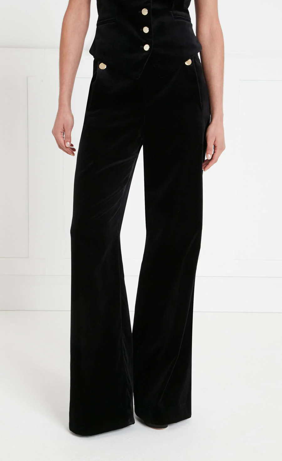 Clove Velvet Waisted Trousers - Black - Image 3