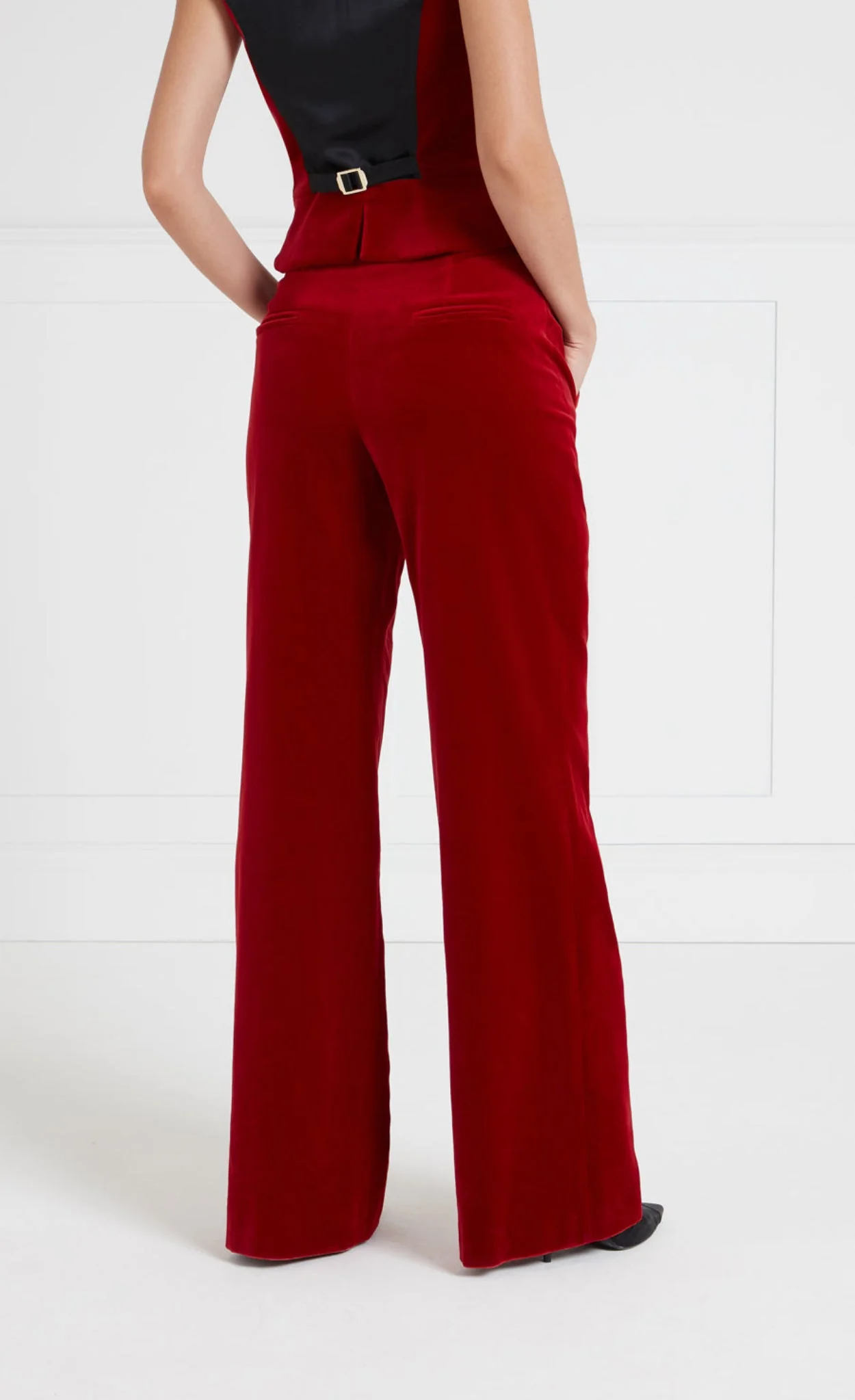 Clove Velvet Waisted Trousers - Scarlet - Image 4