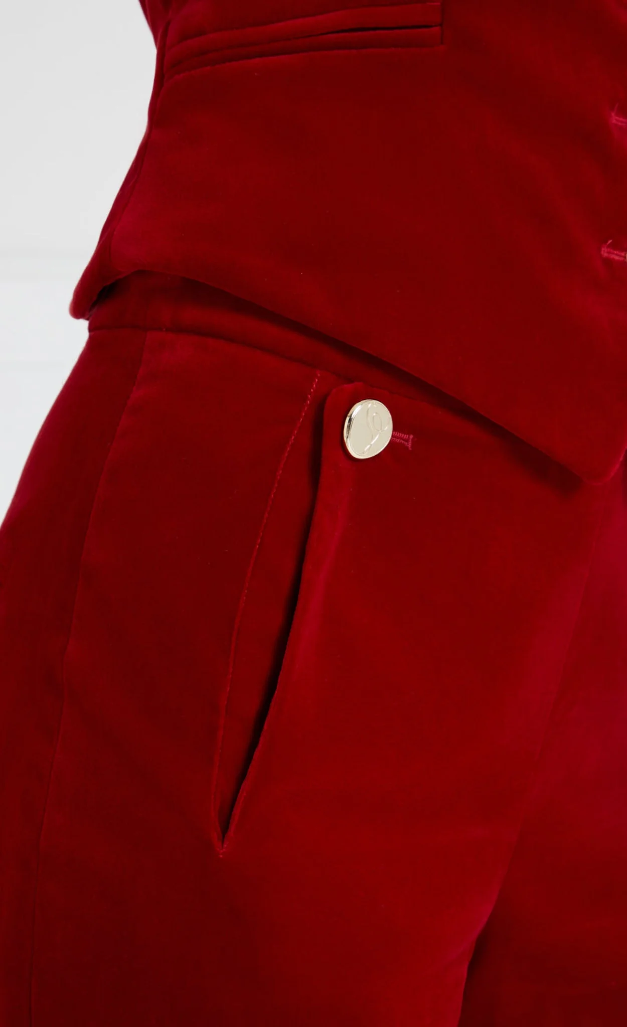 Clove Velvet Waisted Trousers - Scarlet - Image 5