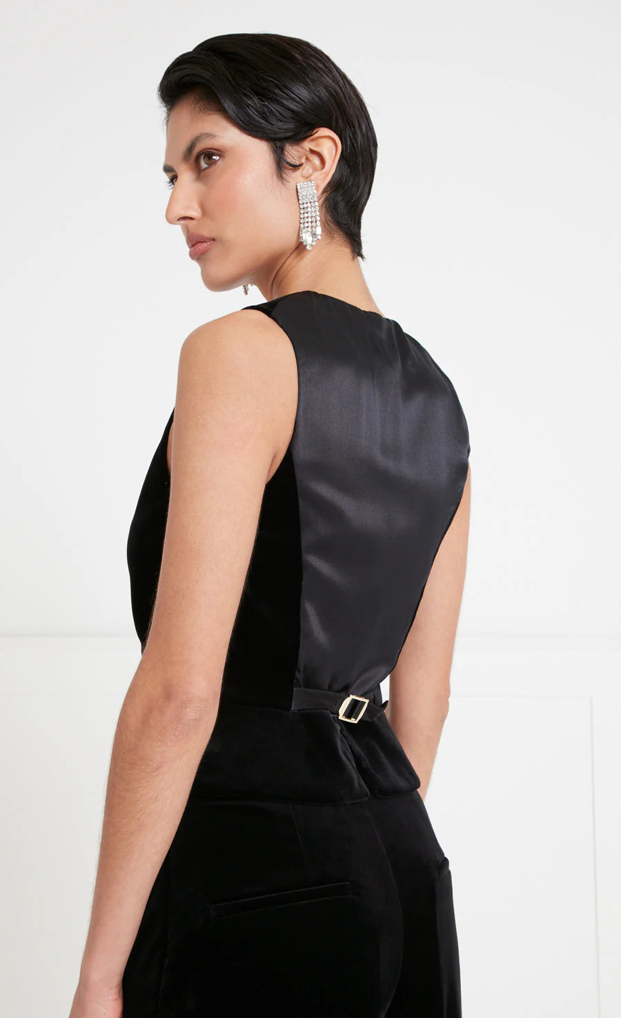Clove Velvet Waistcoat - Black - Image 3
