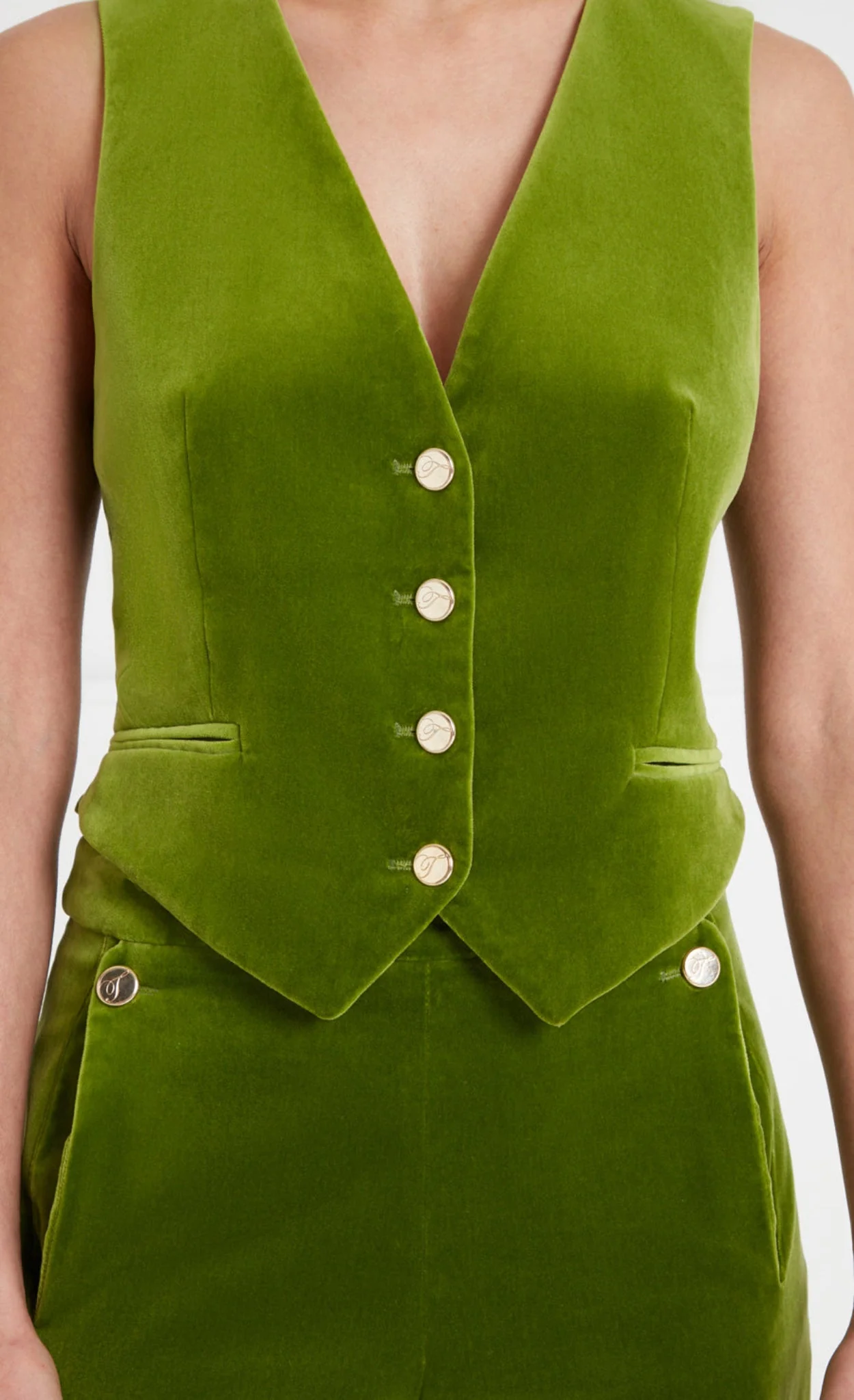 Clove Velvet Waistcoat - Chartreuse - Image 6