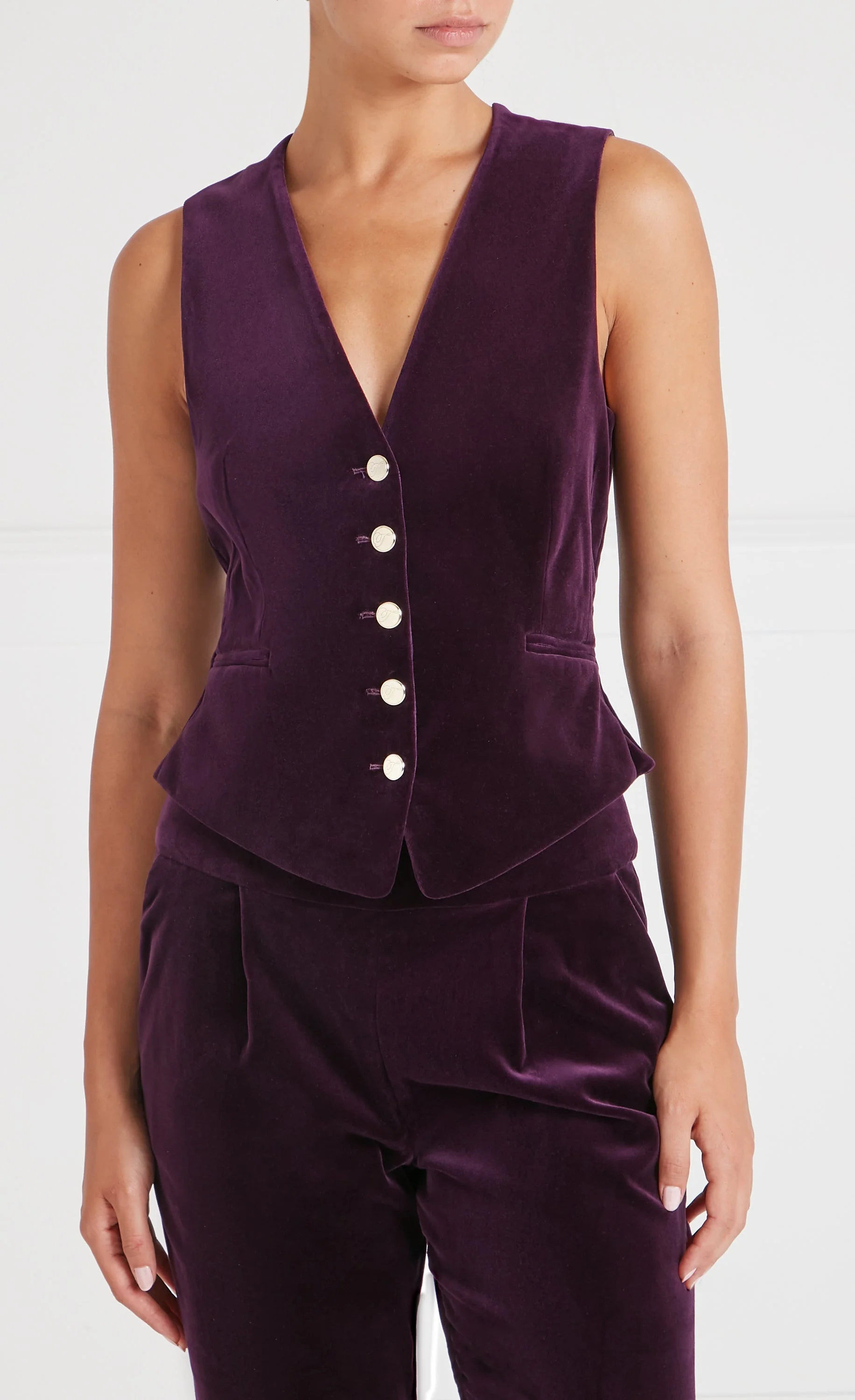 Clove Velvet Waistcoat - Dark Amethyst - Image 2
