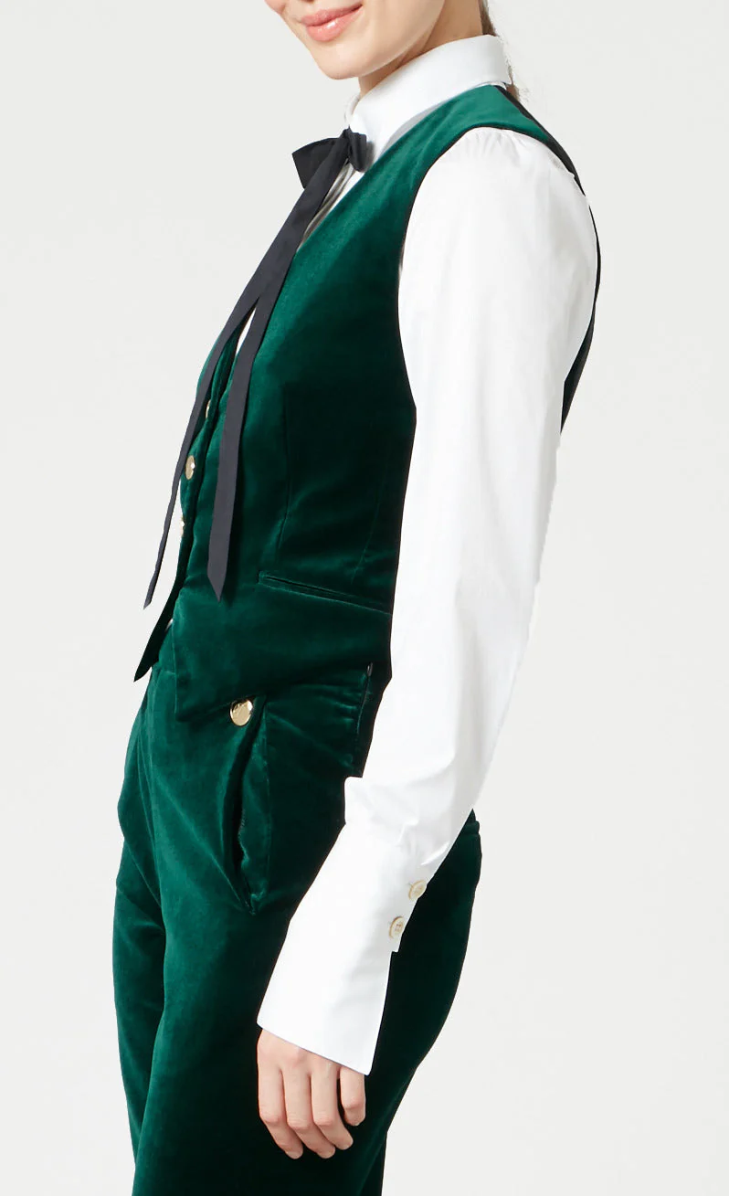 Clove Velvet Waistcoat - Emerald - Image 3
