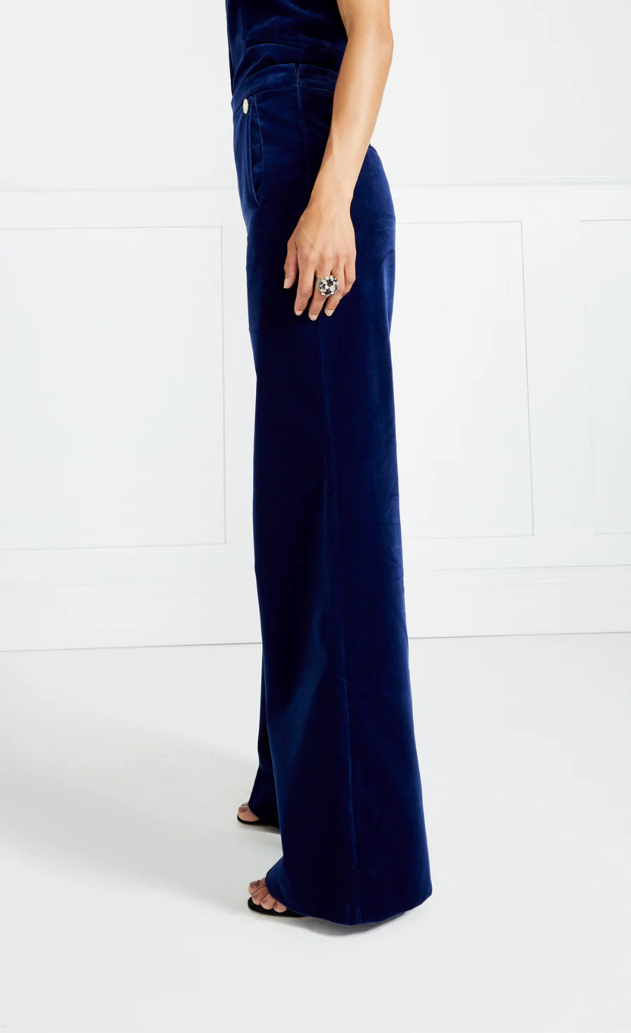 Clove Velvet Waisted Trousers - Dark Sapphire - Image 4