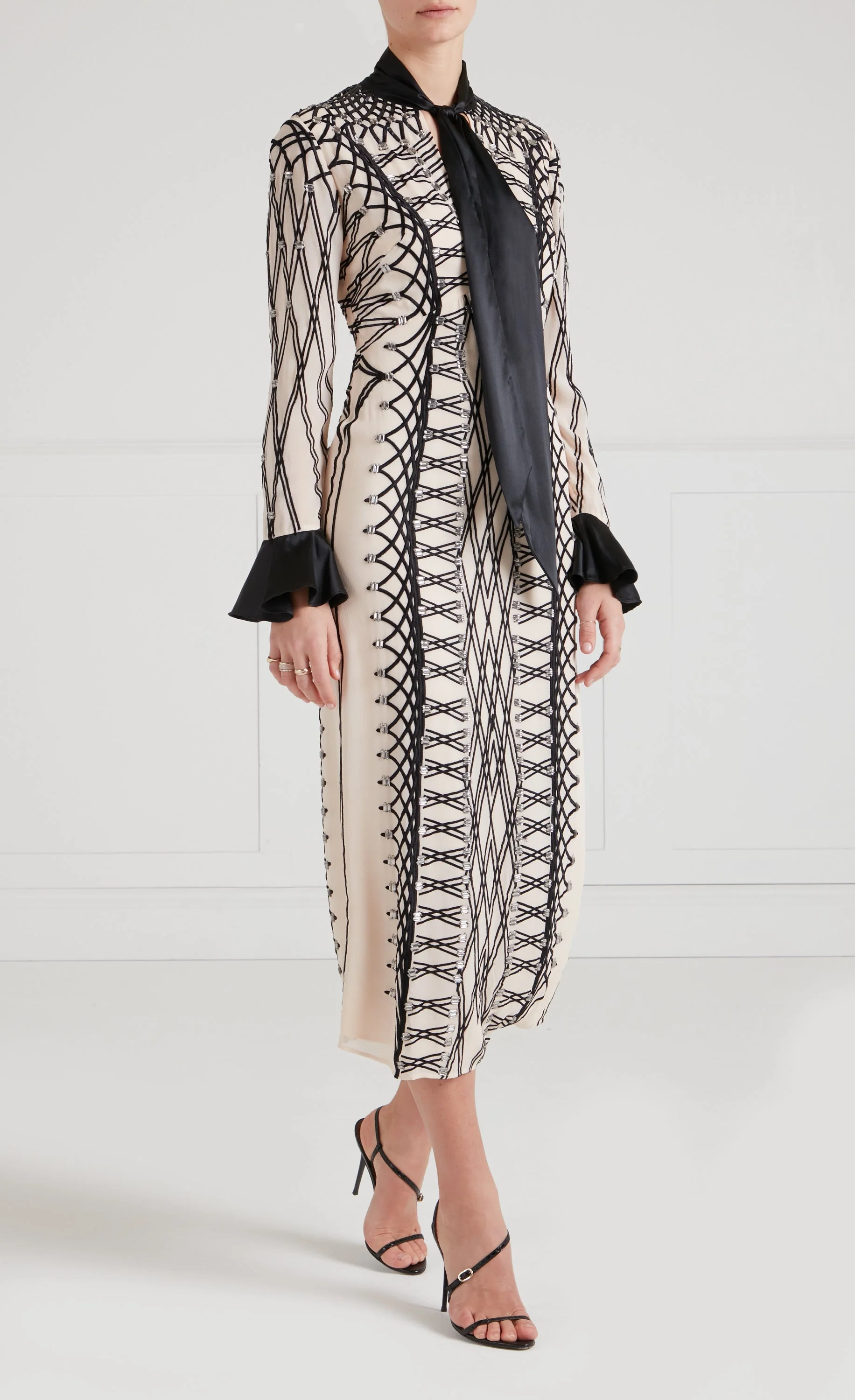 Cressida Tie Dress - Almond & Black - Image 3