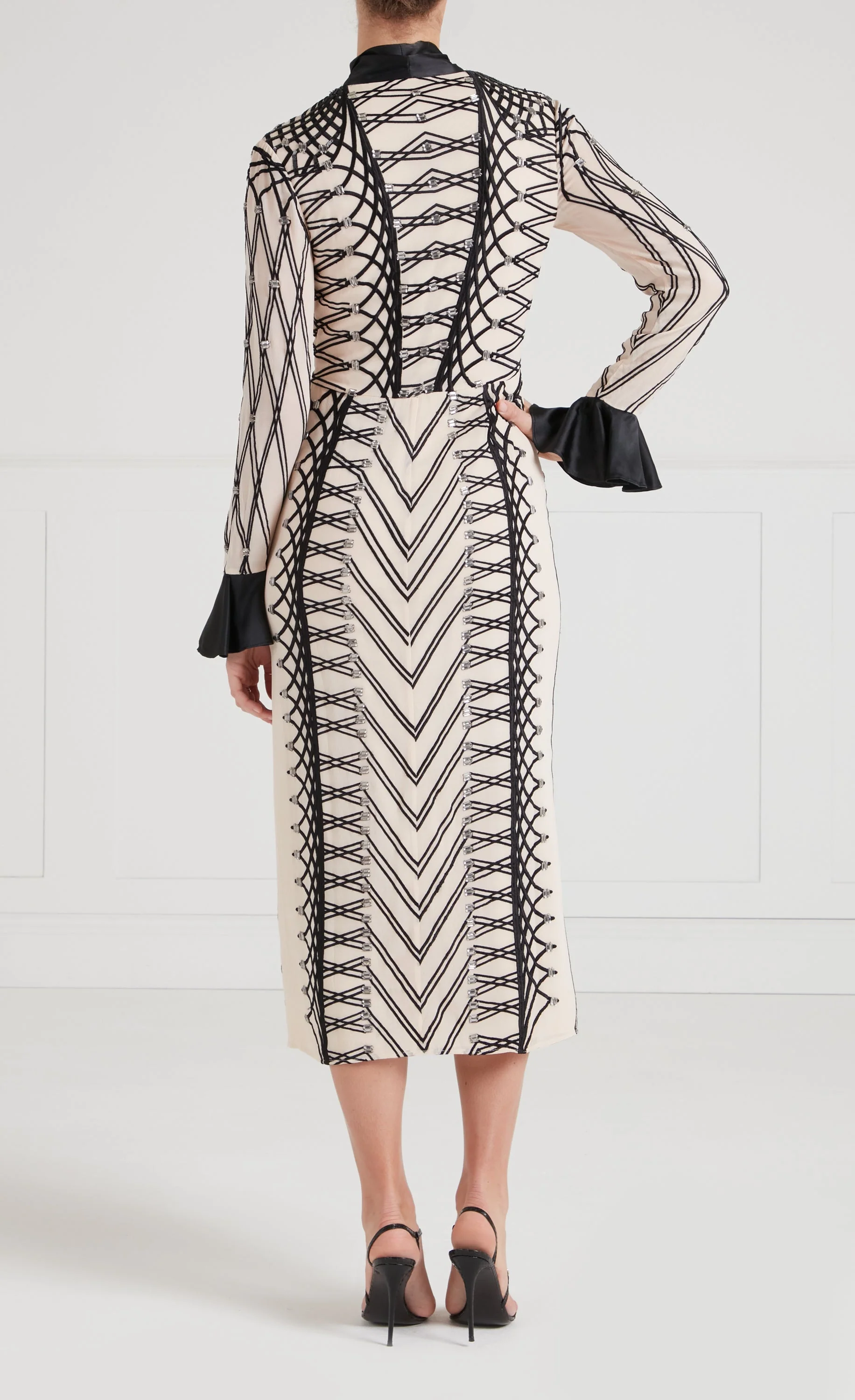 Cressida Tie Dress - Almond & Black - Image 4