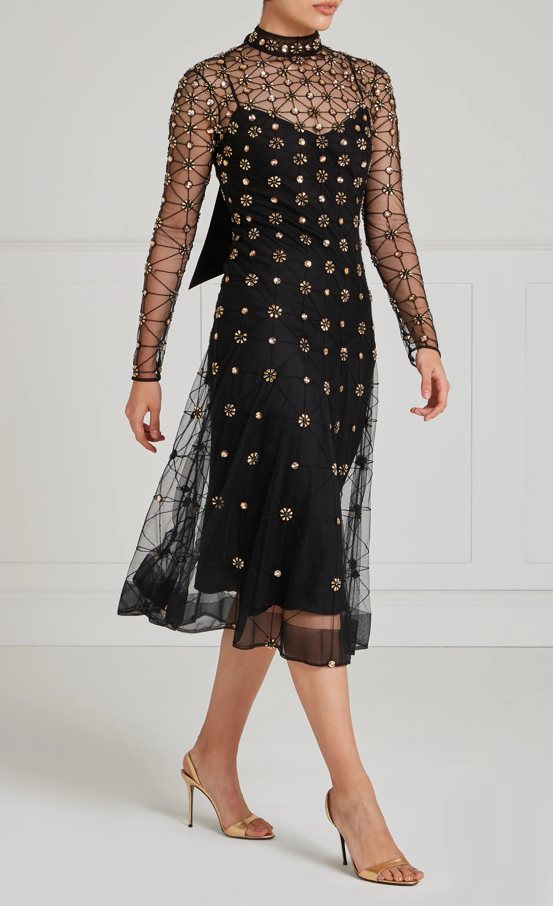Crossbone Lattice Dress - Black & Gold - Image 4