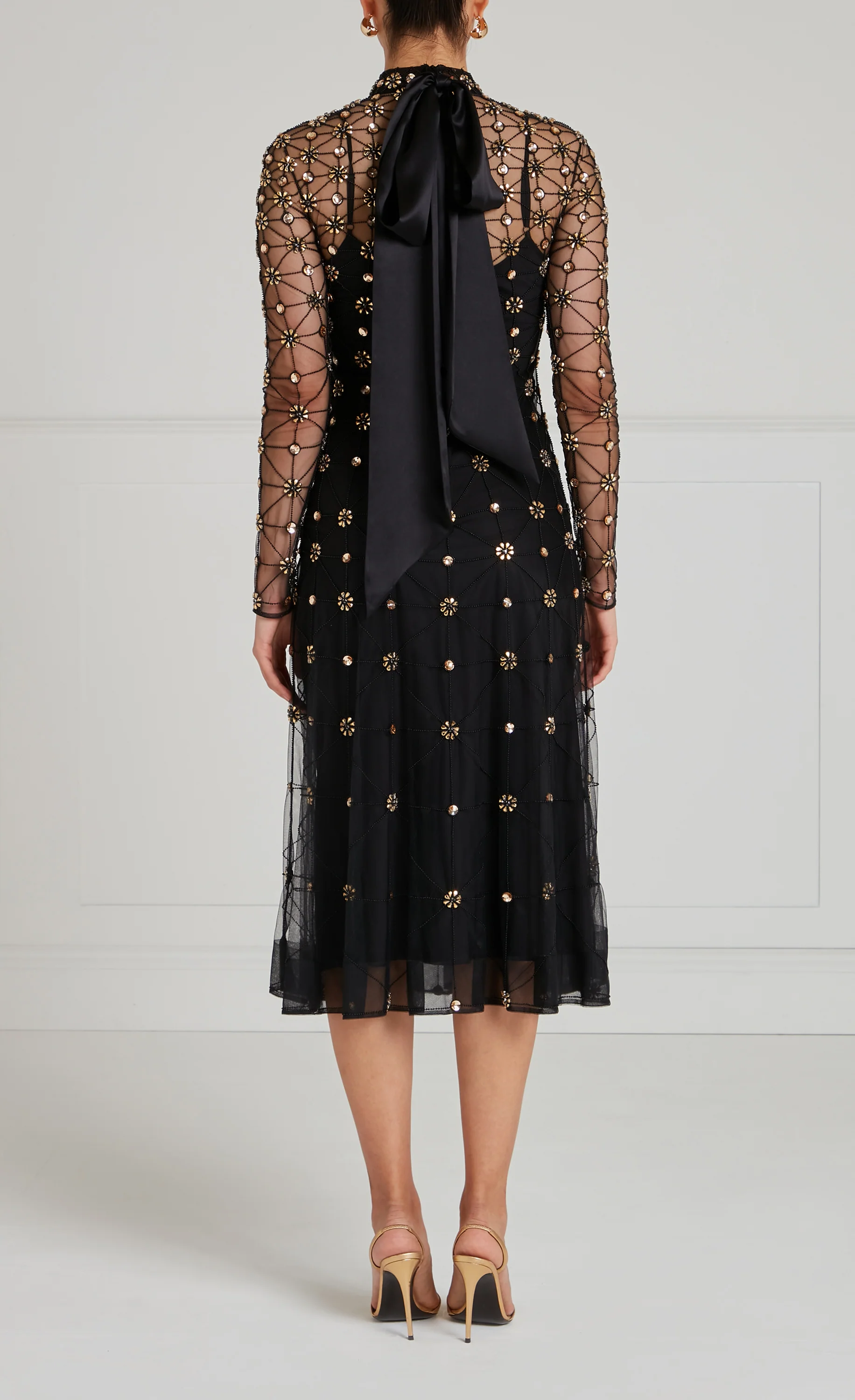 Crossbone Lattice Dress - Black & Gold - Image 5