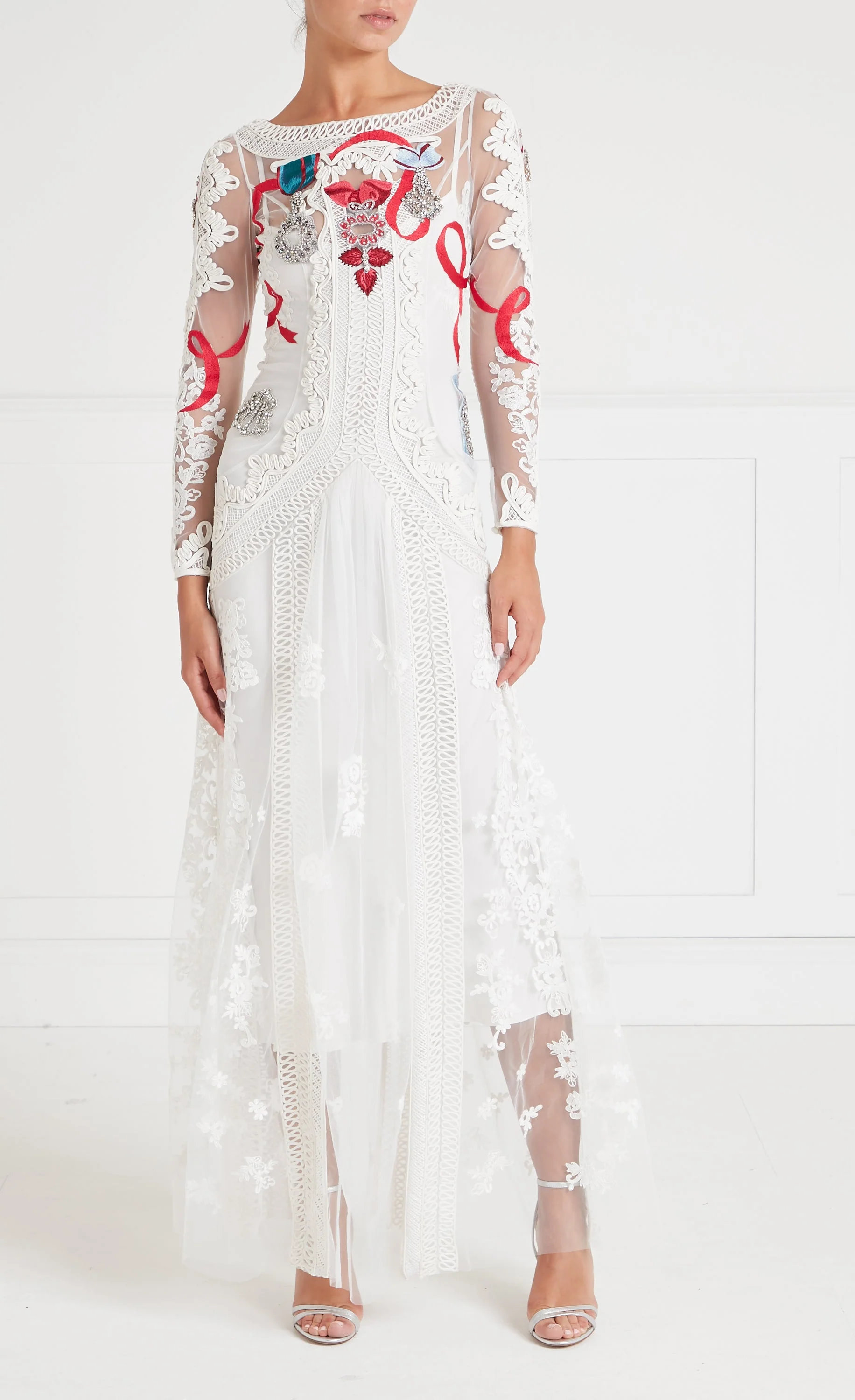 Diamantine Tattoo Dress - Cream - Image 2