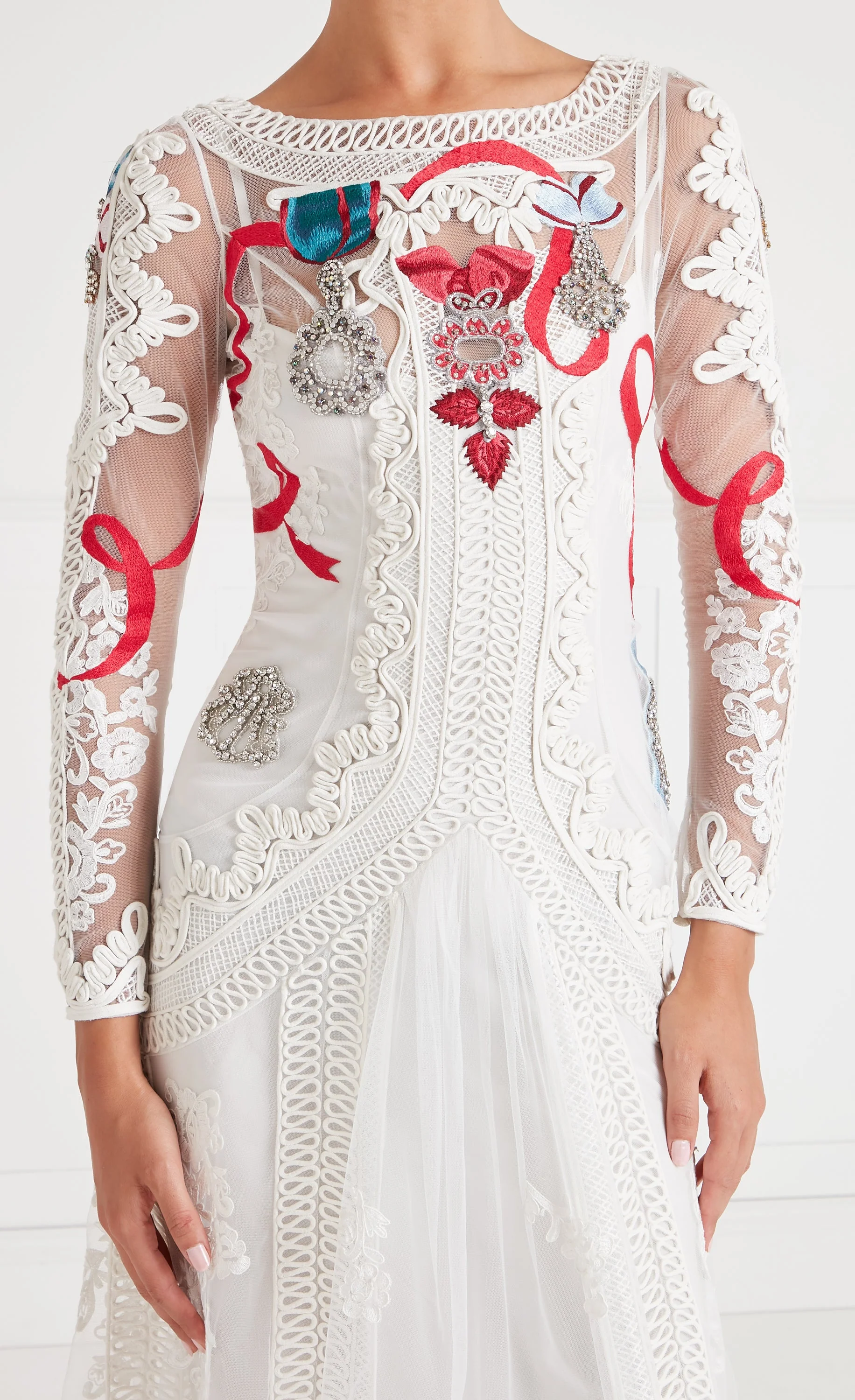 Diamantine Tattoo Dress - Cream - Image 5
