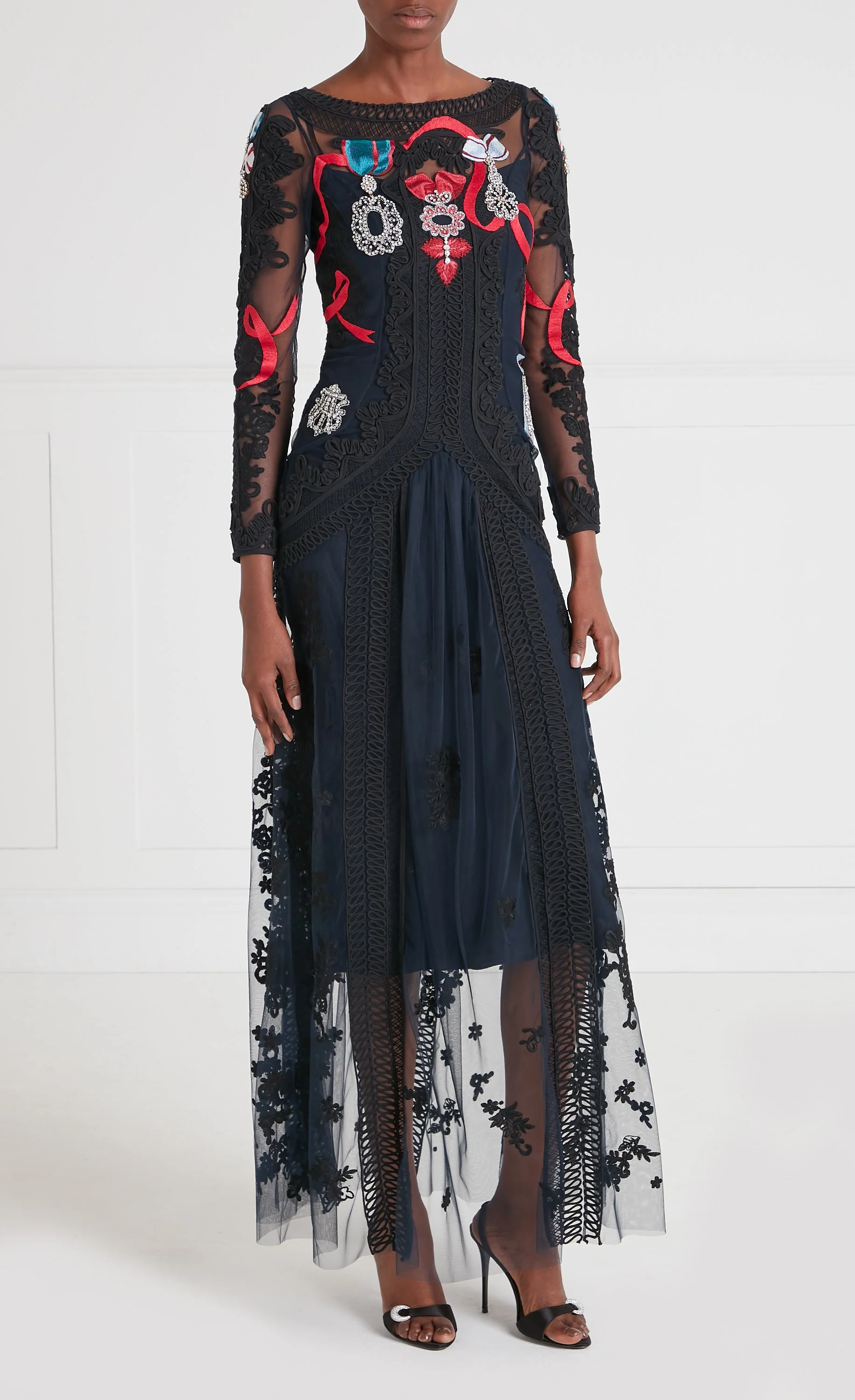 Diamantine Tattoo Dress - Navy - Image 2