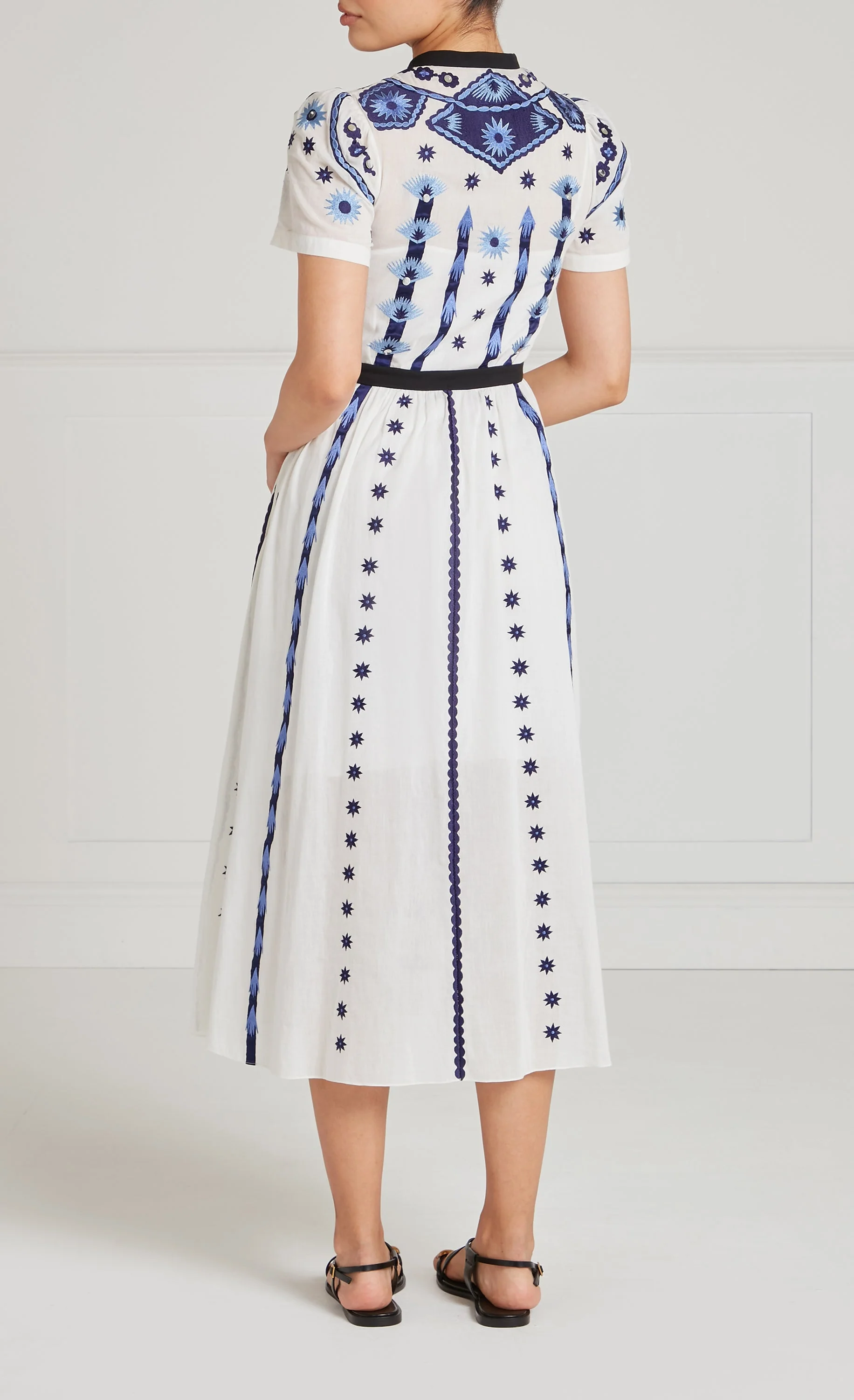 Edith Shirt Dress - White & Blue - Image 5