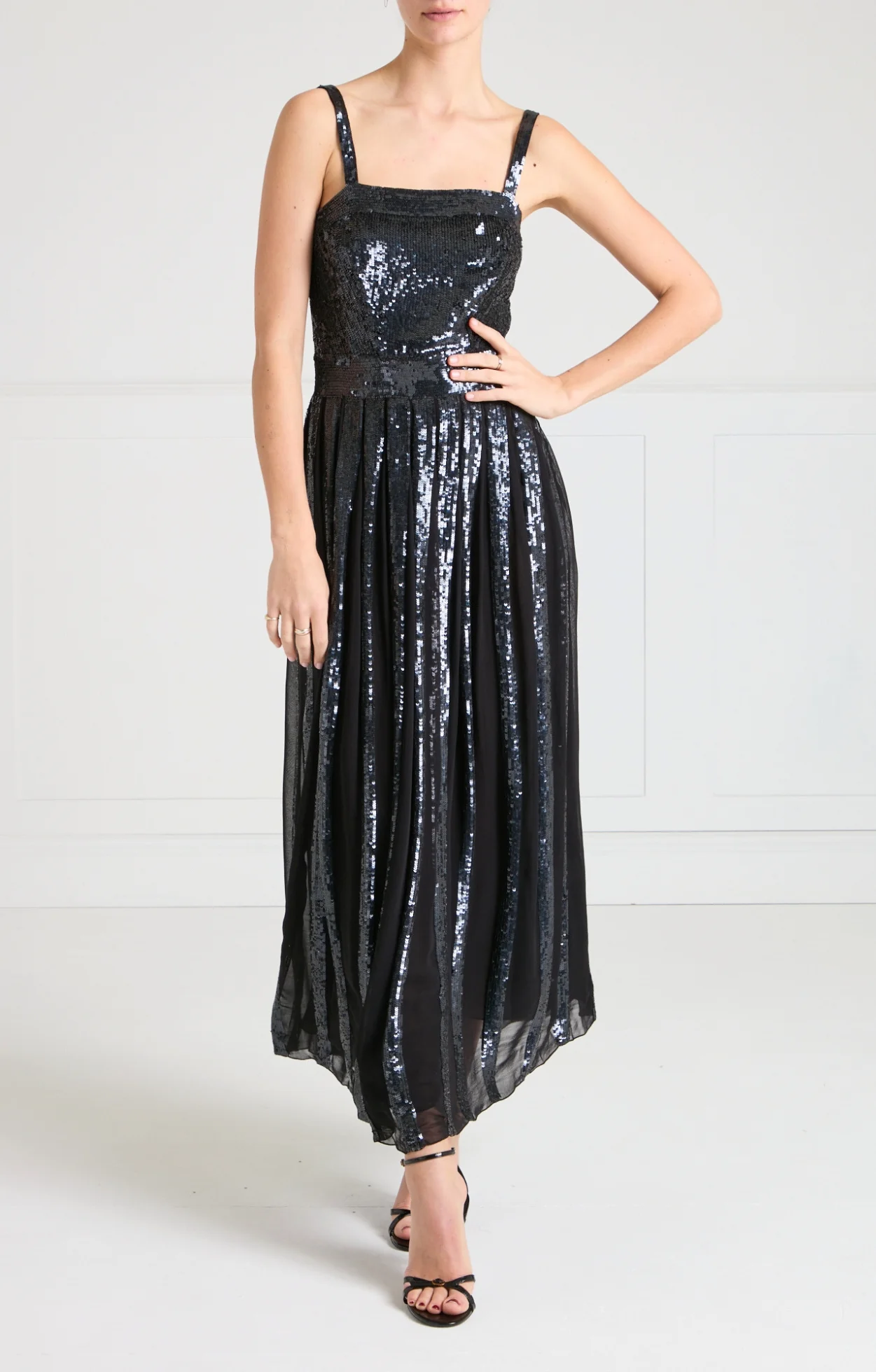 Filigree Strappy Dress - Black - Image 2