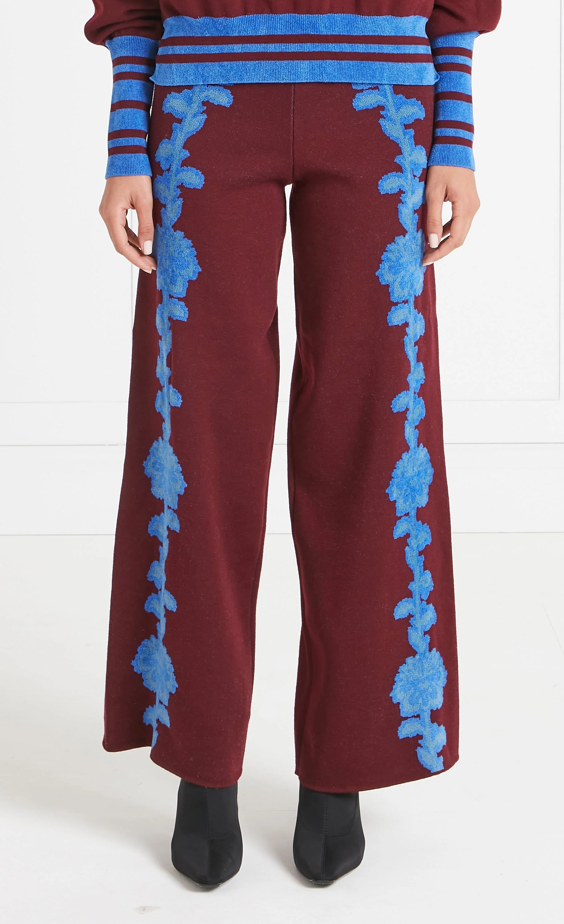 Floral Knit Trousers - Dark Amethyst - Image 3
