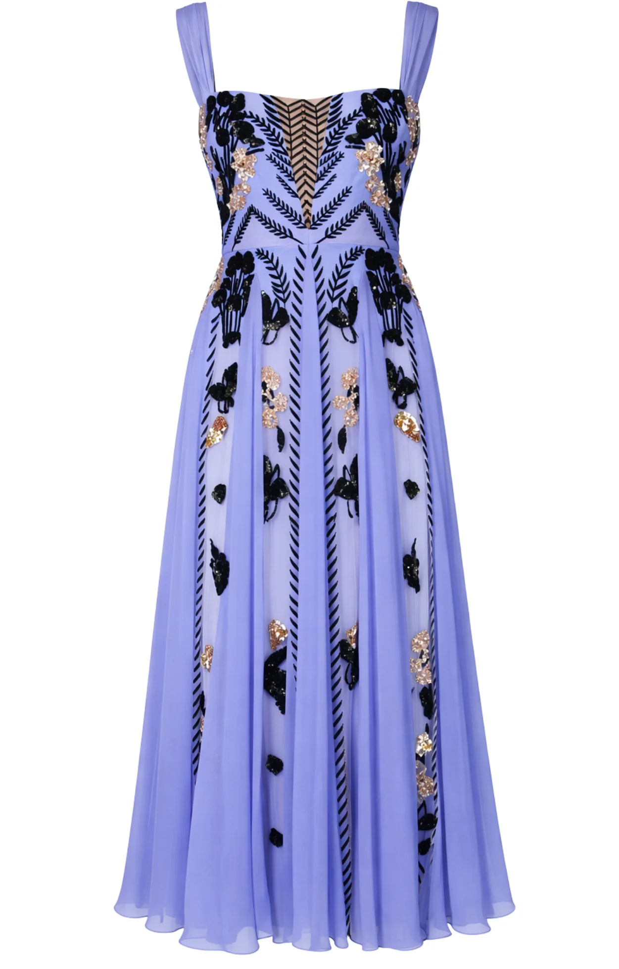 Gilded Strappy Dress - Lavender Blue