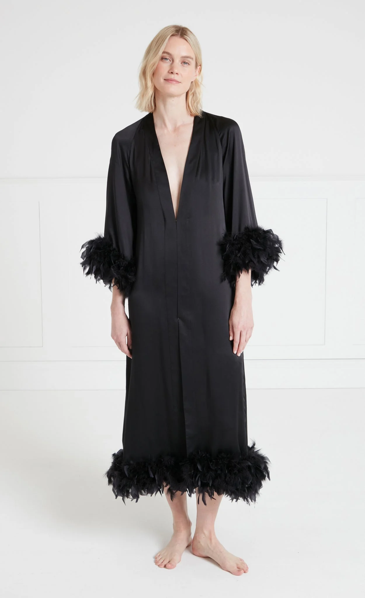 Hebe Ostrich Feather Robe - Black - Image 2