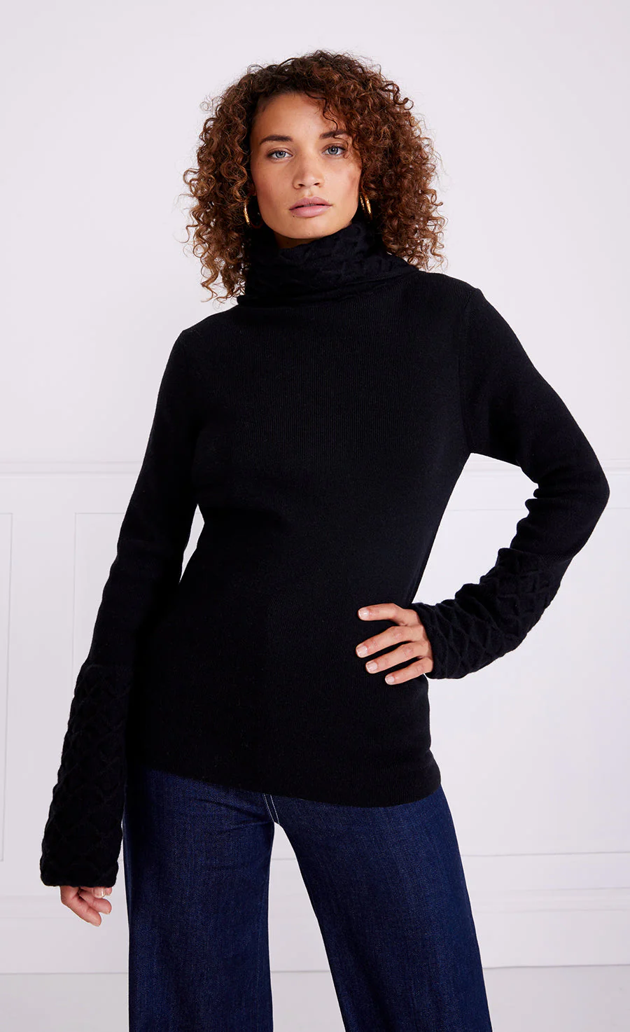 Honeycomb Knit Jumper - Black - Image 3