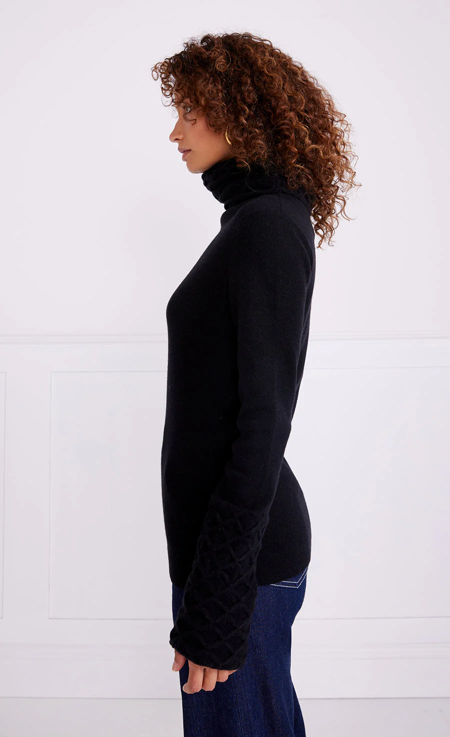 Honeycomb Knit Jumper - Black - Image 4