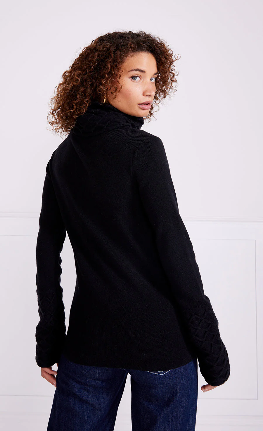 Honeycomb Knit Jumper - Black - Image 5
