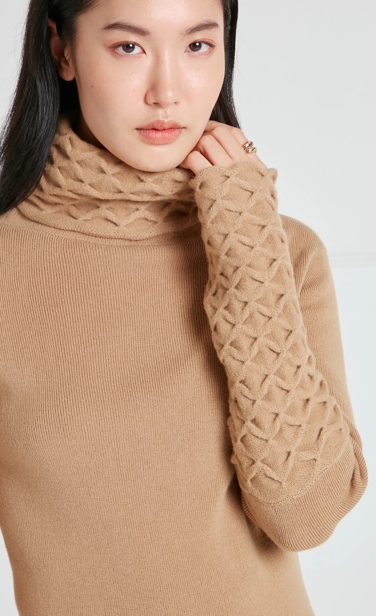 Honeycomb Knit Jumper - Camel - Image 6