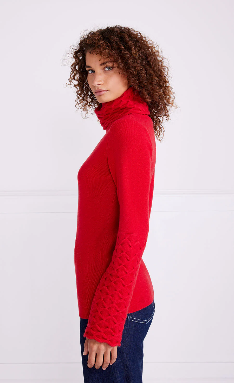Honeycomb Knit Jumper - Poppy Red - Image 3
