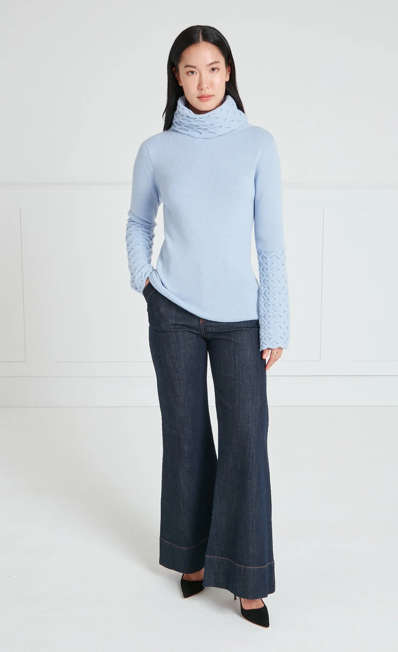 Honeycomb Knit Jumper - Powder Blue - Image 5