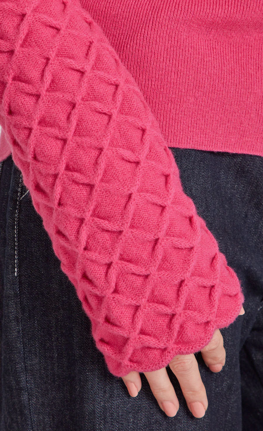 Honeycomb Knit Jumper - Raspberry - Image 5