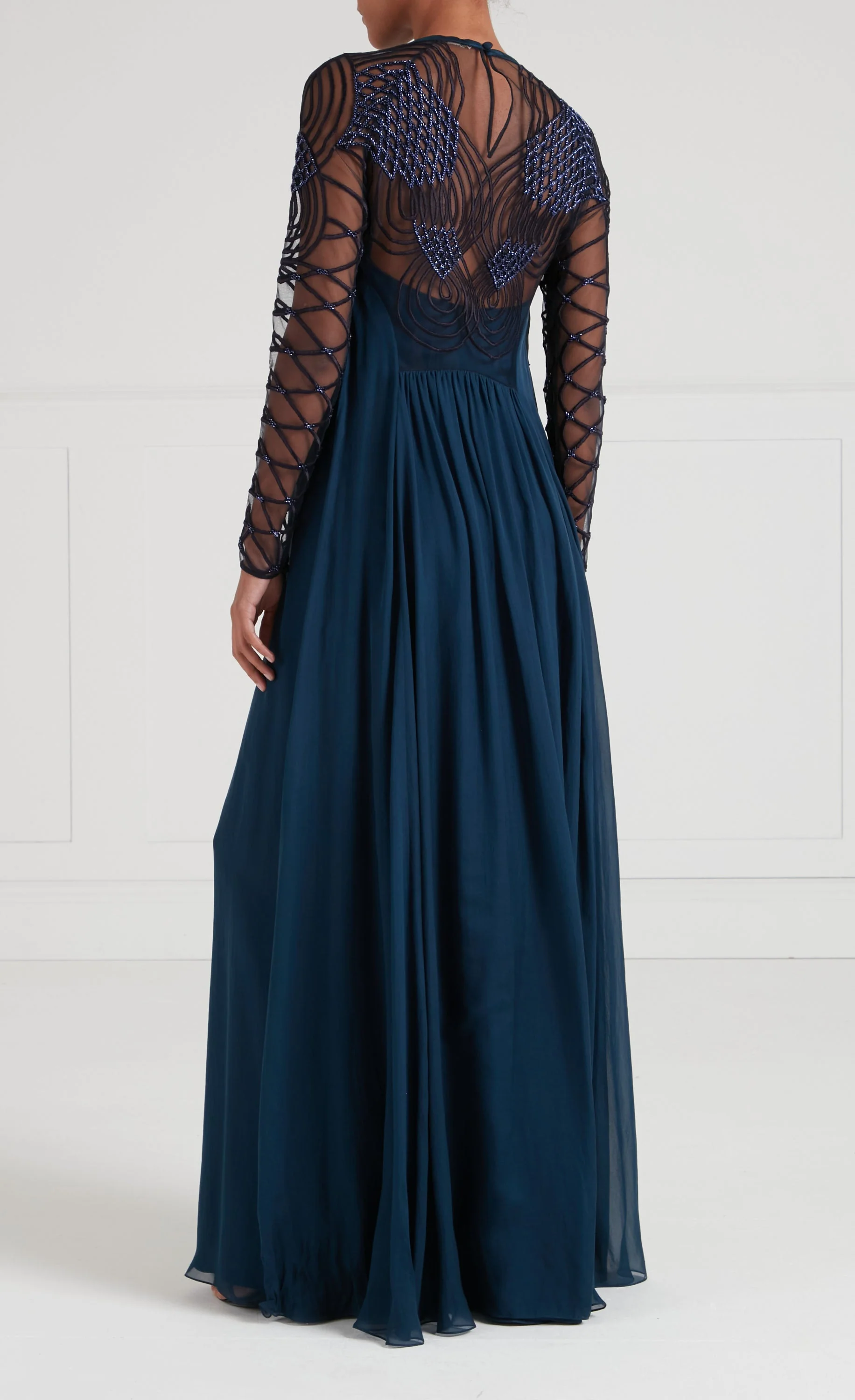 Imogen Sleeved Gown - Peacock Blue - Image 3