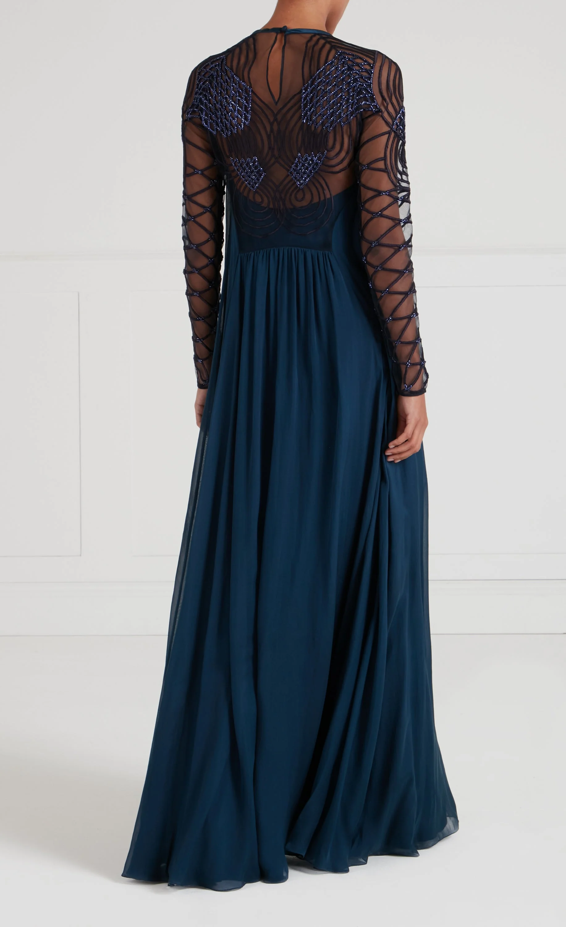 Imogen Sleeved Gown - Peacock Blue - Image 4