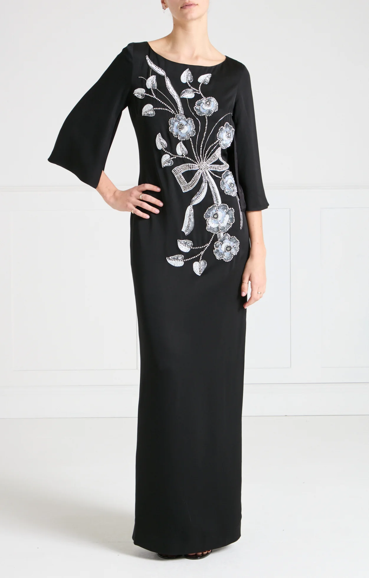 Lana Sleeved Gown - Black - Image 2